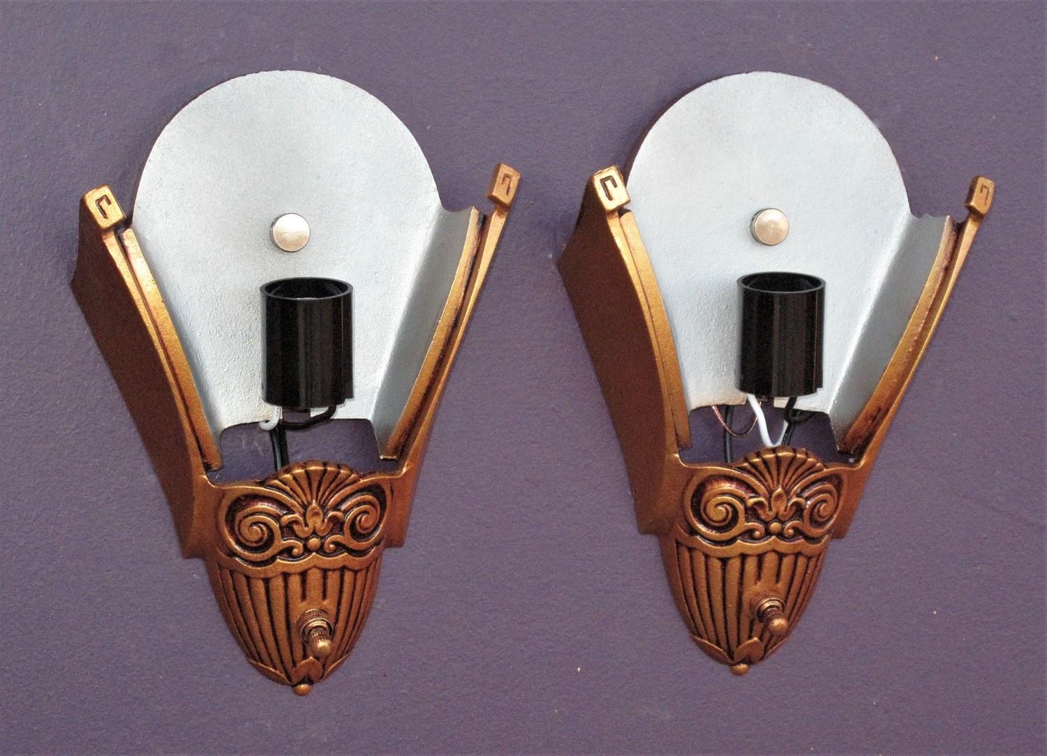 20th Century Set of Six 1930s Slip Shade Sconces