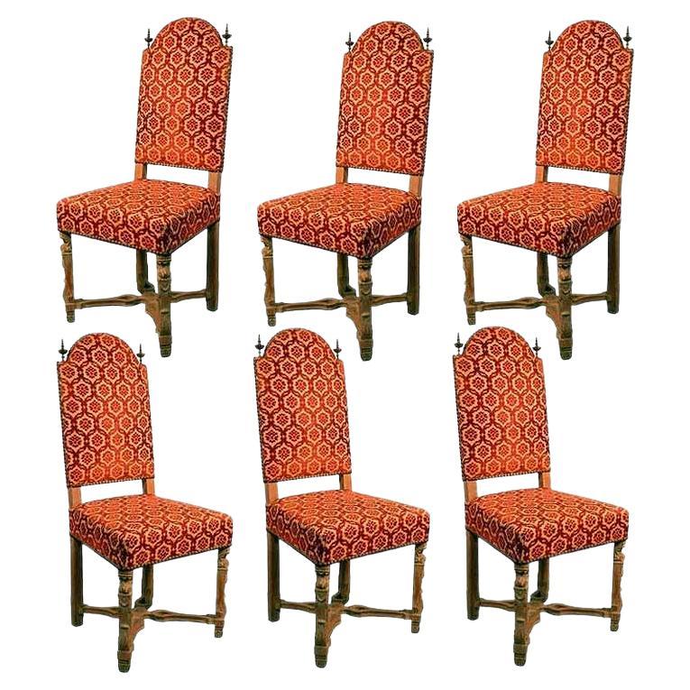 Set of Six 1940 Art Deco Whiten Oak Chairs
