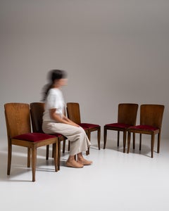 Set of Six 1940s Czech Amber Art Deco Dining Chairs