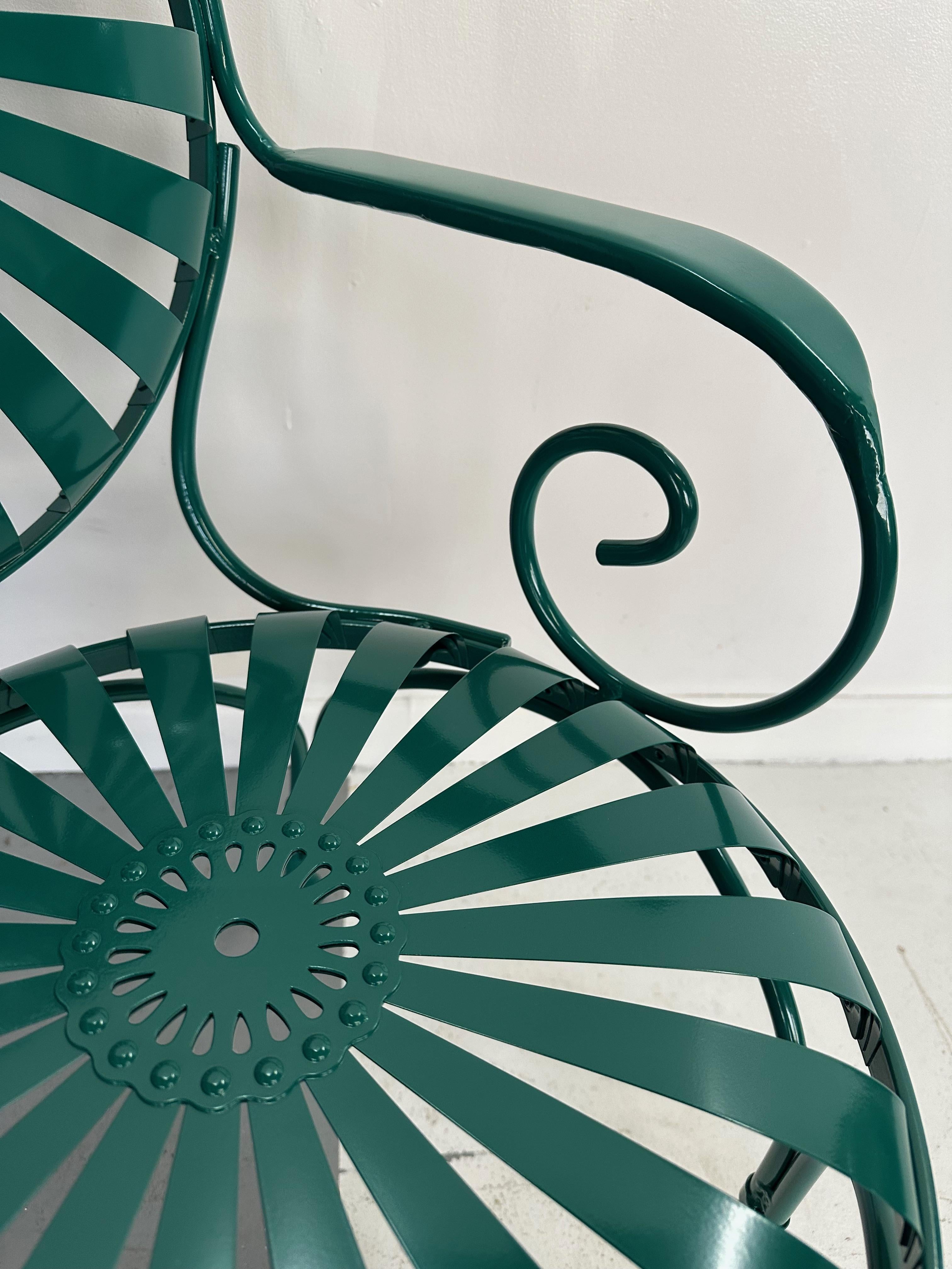 Sechs Stühle aus Eisen und Stahl aus den 1940er Jahren für den Garten, Bistro und Café von Francois Carré 7