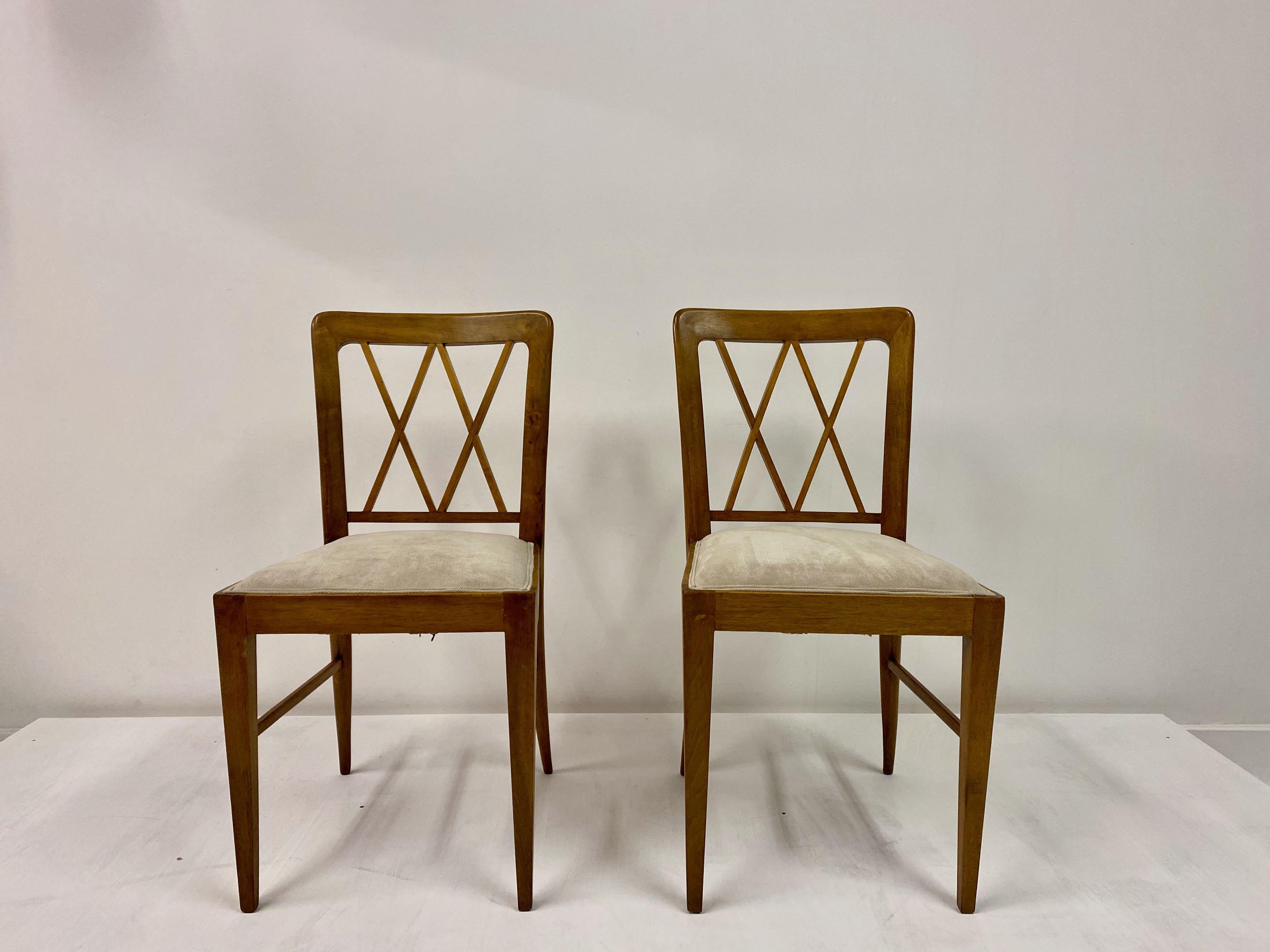 Set of Six 1940s Italian Dining Chairs Attributed to Paolo Buffa 4