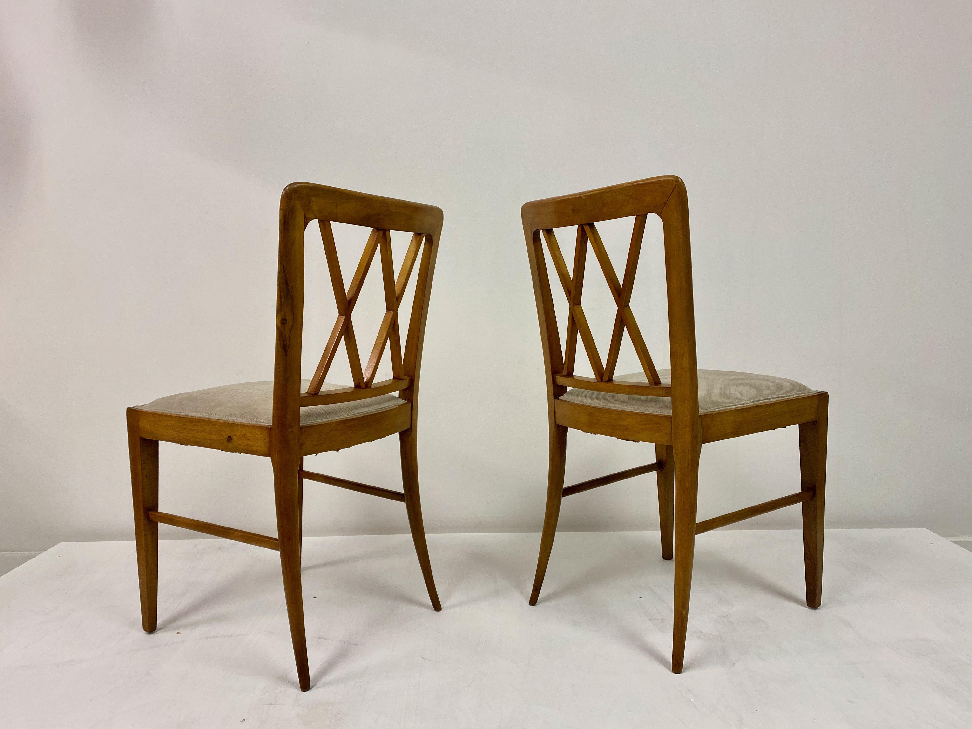 Set of Six 1940s Italian Dining Chairs Attributed to Paolo Buffa 9