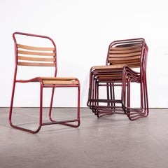 Set of Six 1940s Slatted Omil Dining, Garden Chairs