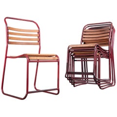 Set of Six 1940s Slatted Omil Dining, Garden Chairs
