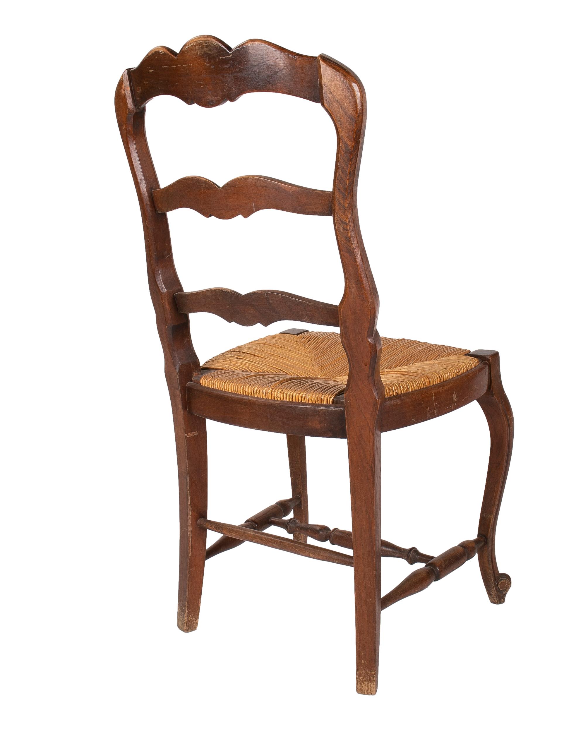 Set of Six 1940s Spanish Wooden Rope Bottomed Chairs In Good Condition For Sale In Marbella, ES