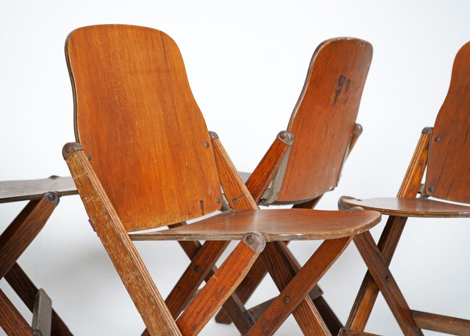 Set of Six 1940s US Army Issued Wooden Folding Chairs 3