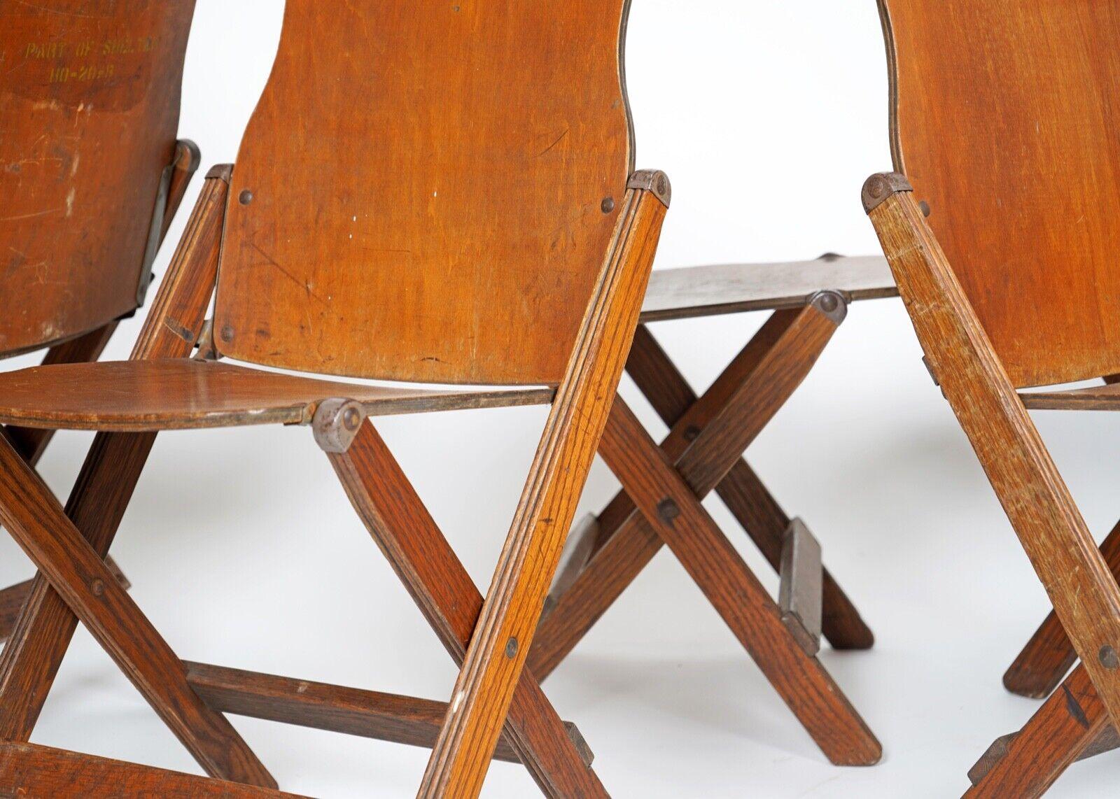 Set of Six 1940s US Army Issued Wooden Folding Chairs 4