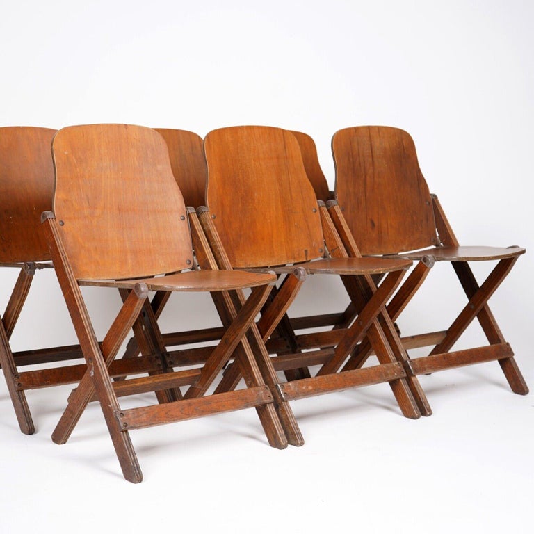 Set of Six 1940s US Army Issued Wooden Folding Chairs For Sale at 1stDibs