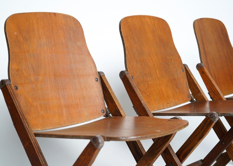 Set of Six 1940s US Army Issued Wooden Folding Chairs For Sale at 1stDibs