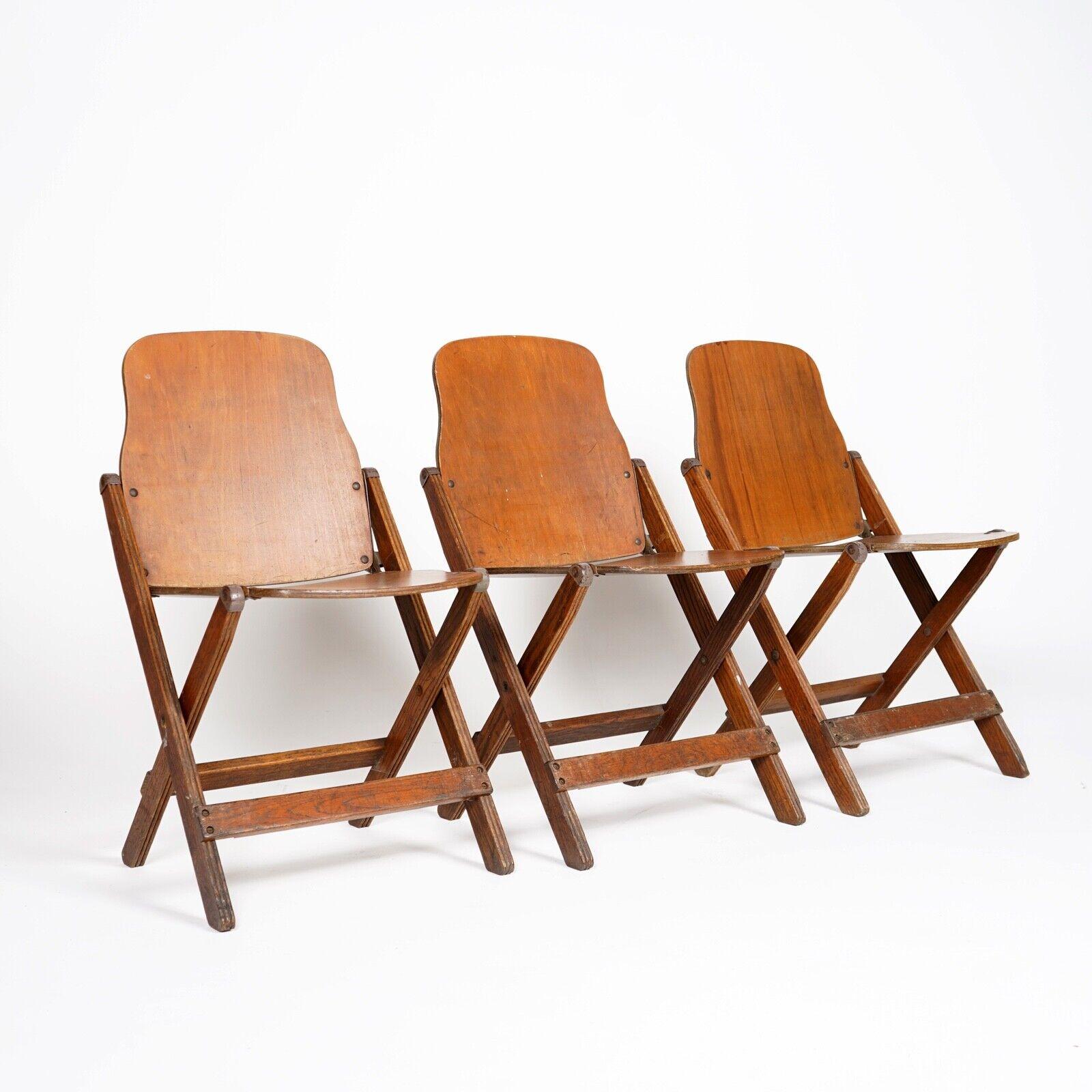 Hardwood Set of Six 1940s US Army Issued Wooden Folding Chairs