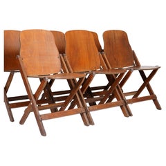 Set of Six 1940s US Army Issued Wooden Folding Chairs