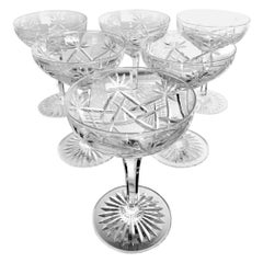 Vintage Set of Six 1940s Val St Lambert "Lubin Annette" Crystal Champagne Coupes