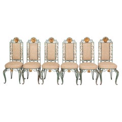 Set of Six 1940s Wrought Iron Dining Chairs