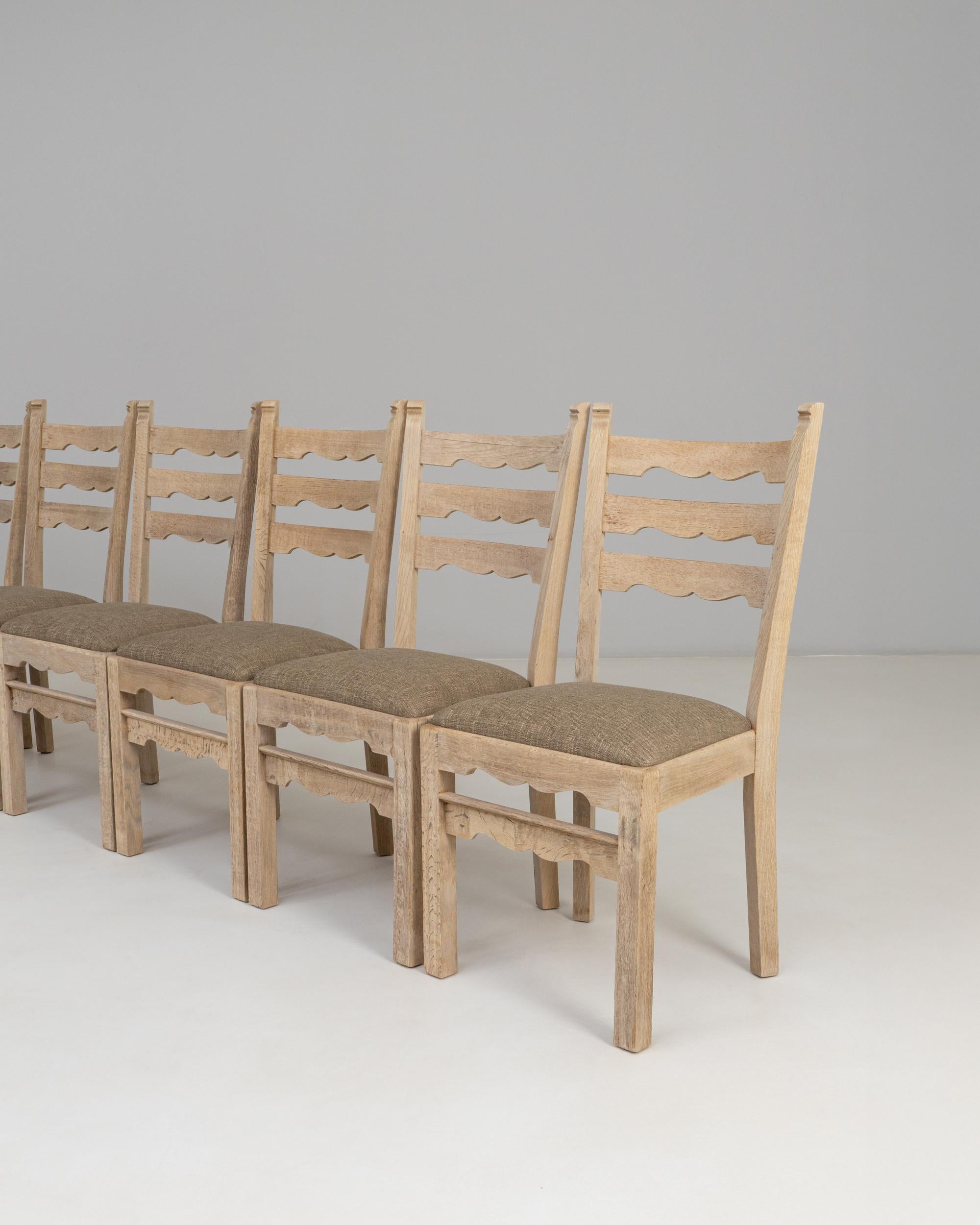 Set Of Six 1950s French Oak Dining Chairs With Upholstered Seats in vendita 7