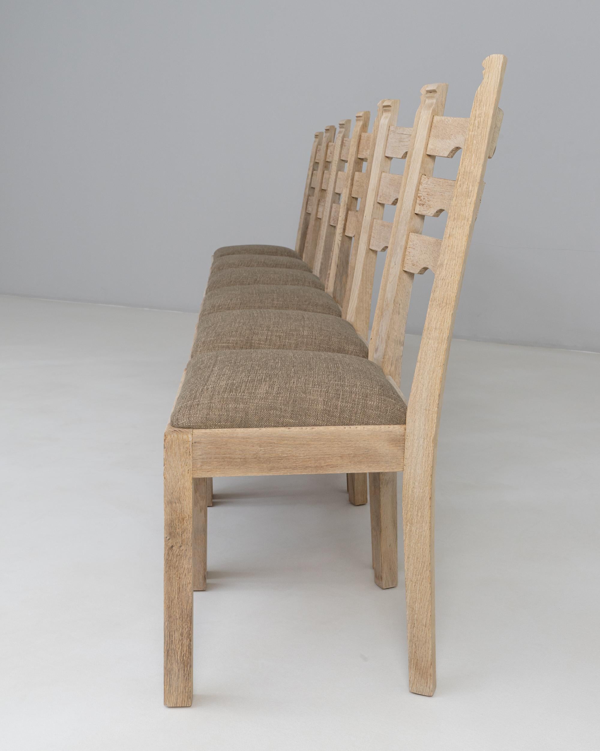 Set Of Six 1950s French Oak Dining Chairs With Upholstered Seats in vendita 9