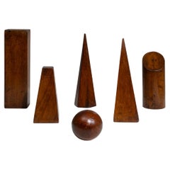 Juego de seis maquetas geométricas francesas de madera de los años 50