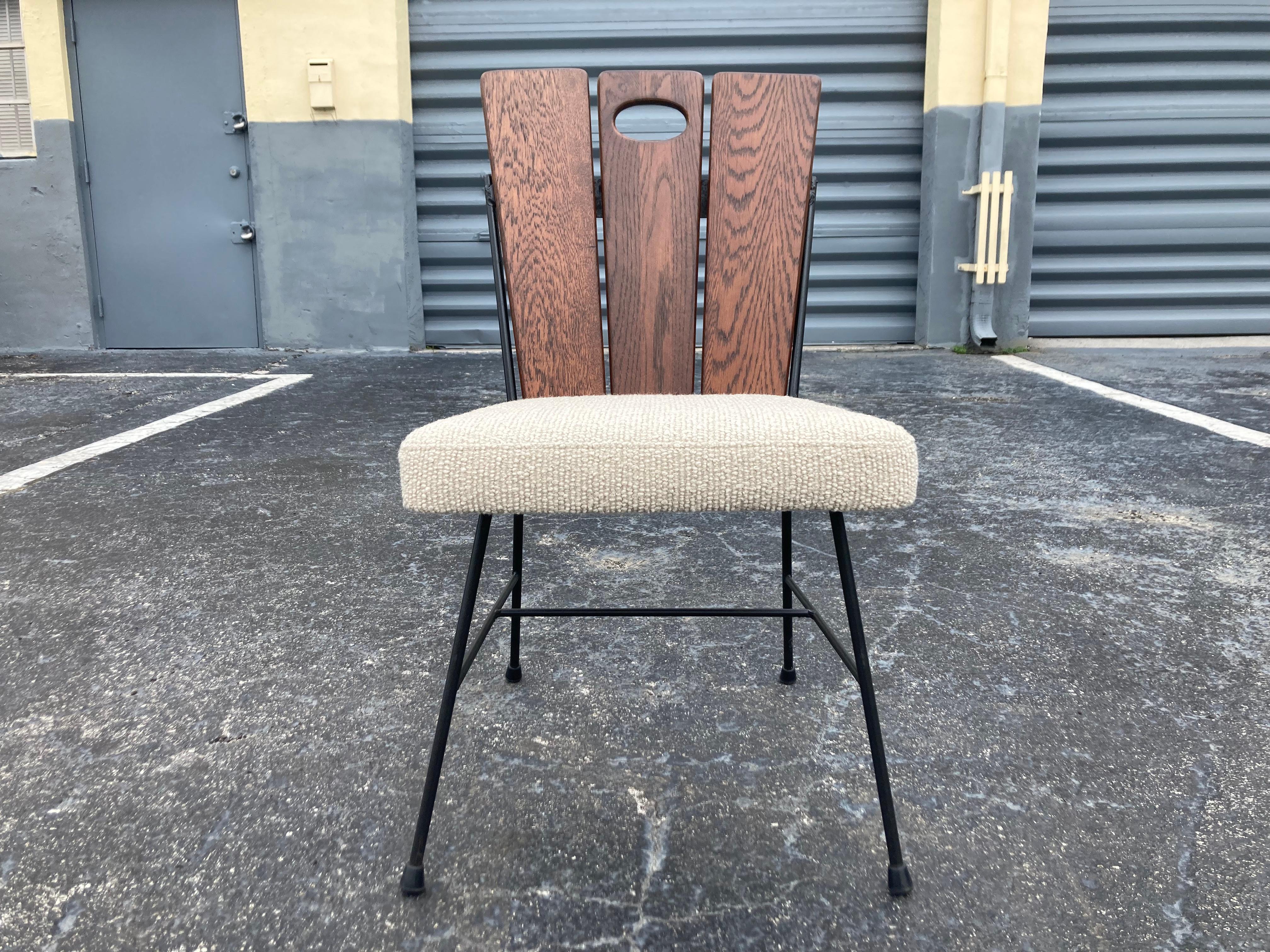 Set of Six 1950s Iron and Oak Dining Chairs For Sale 10