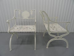 Set of Six 1950s Molla Cast Aluminum Seahorse Garden Armchairs
