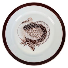 Vintage Set of Six 1960 Thanksgiving Turkey Dinner Plates. Made by Arabia, Finland.