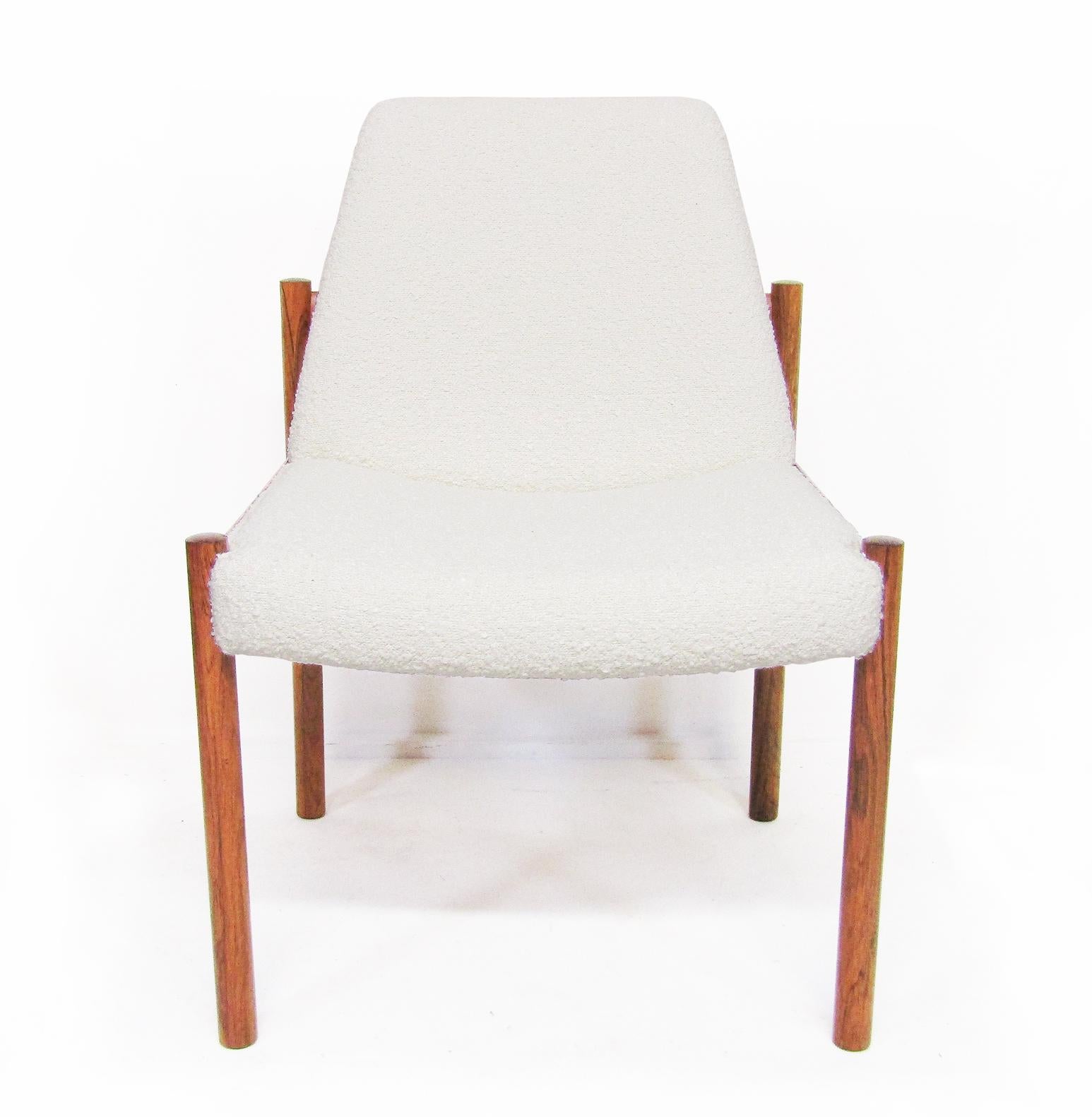 Set Of Six 1960s Dining Chairs In Rosewood & Ivory Bouclé By Sven Ivar Dysthe For Sale 5