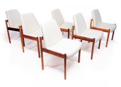 Set Of Six 1960s Dining Chairs In Rosewood & Ivory Bouclé By Sven Ivar Dysthe