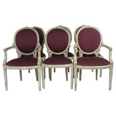 Set of Six, 1960s Faux Bois Dining Chairs