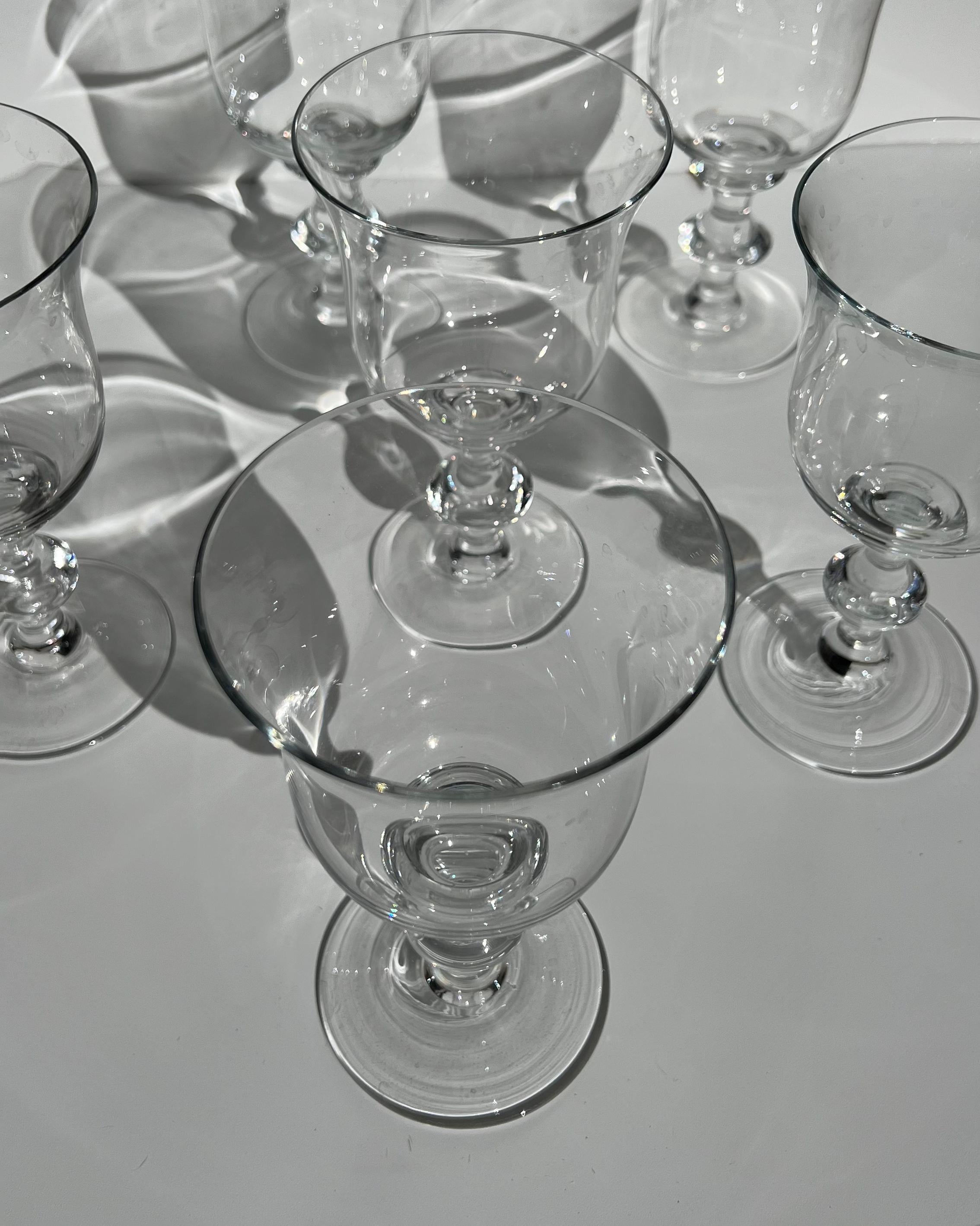 Unknown Set of Six 1960's Glass Wine Goblets For Sale