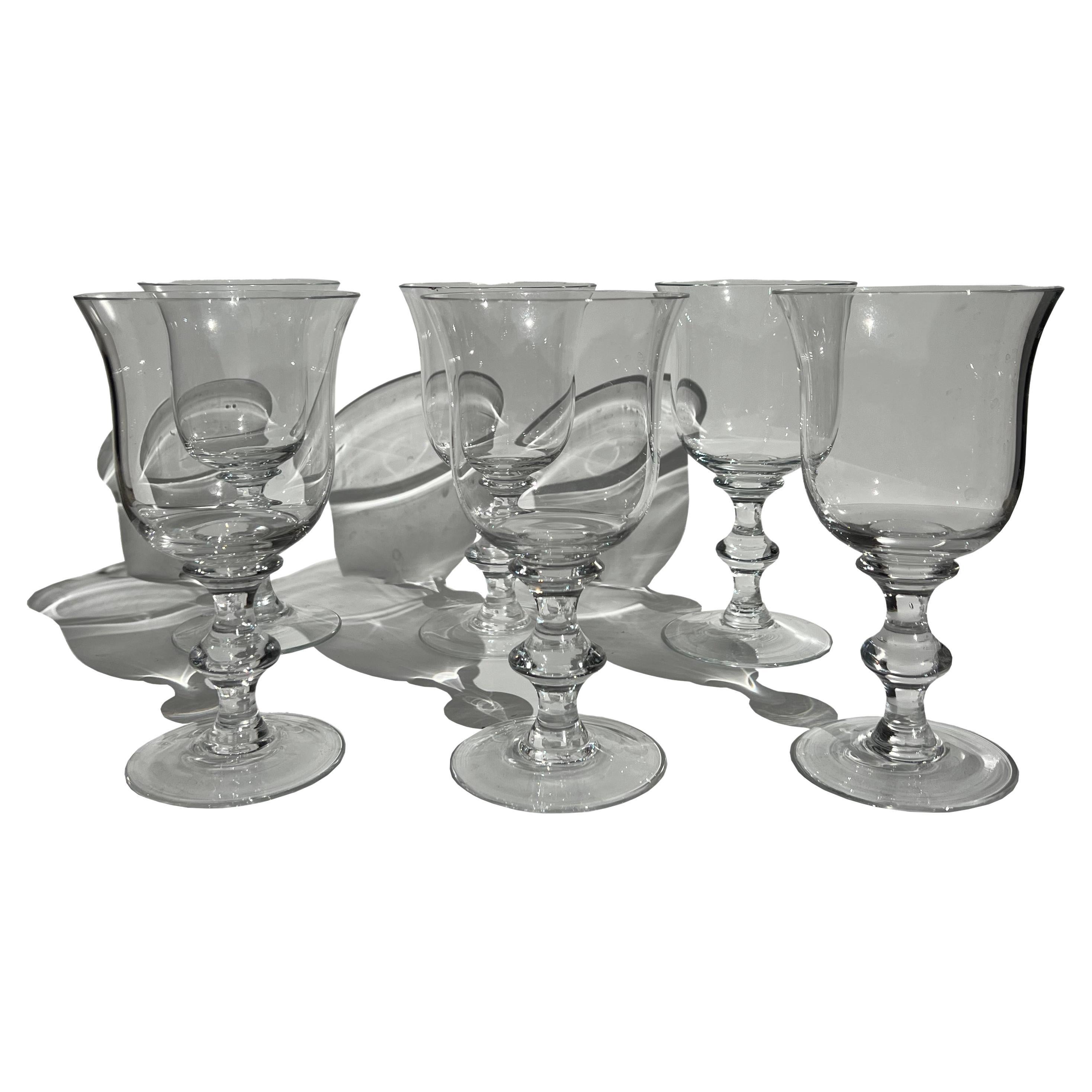 Set of Six 1960's Glass Wine Goblets