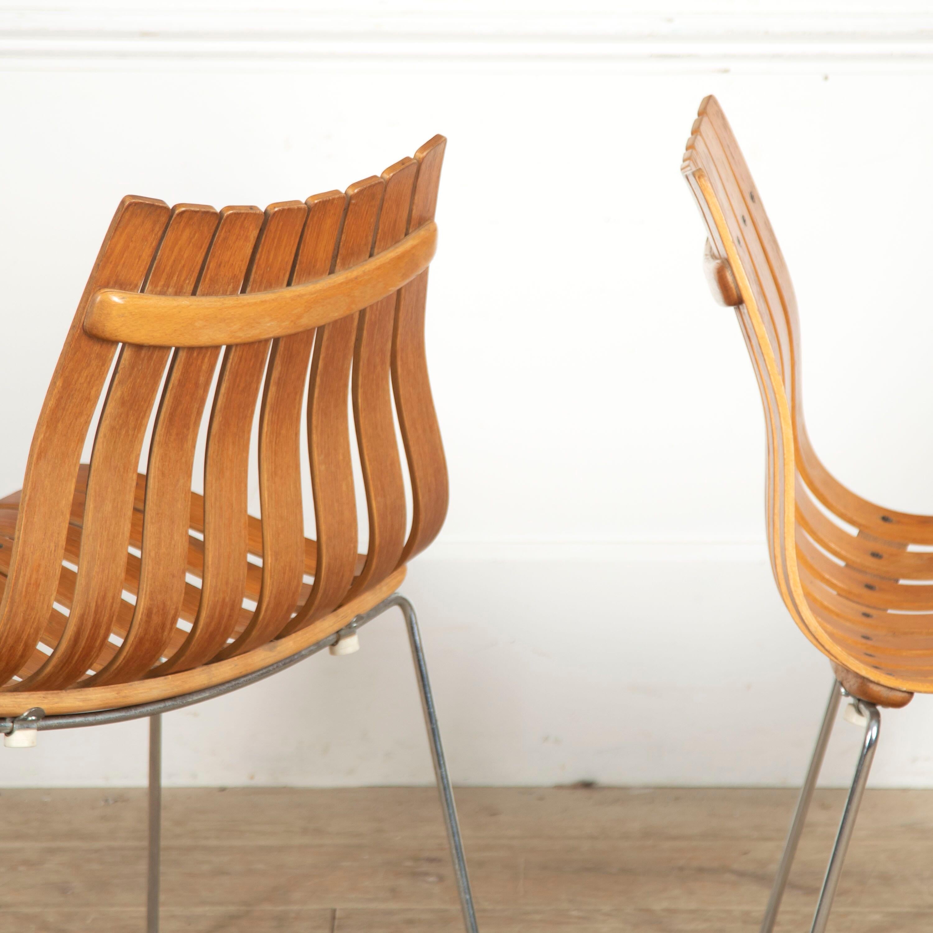 Norwegian Set of Six 1960s Hans Brattrud Dining Chairs