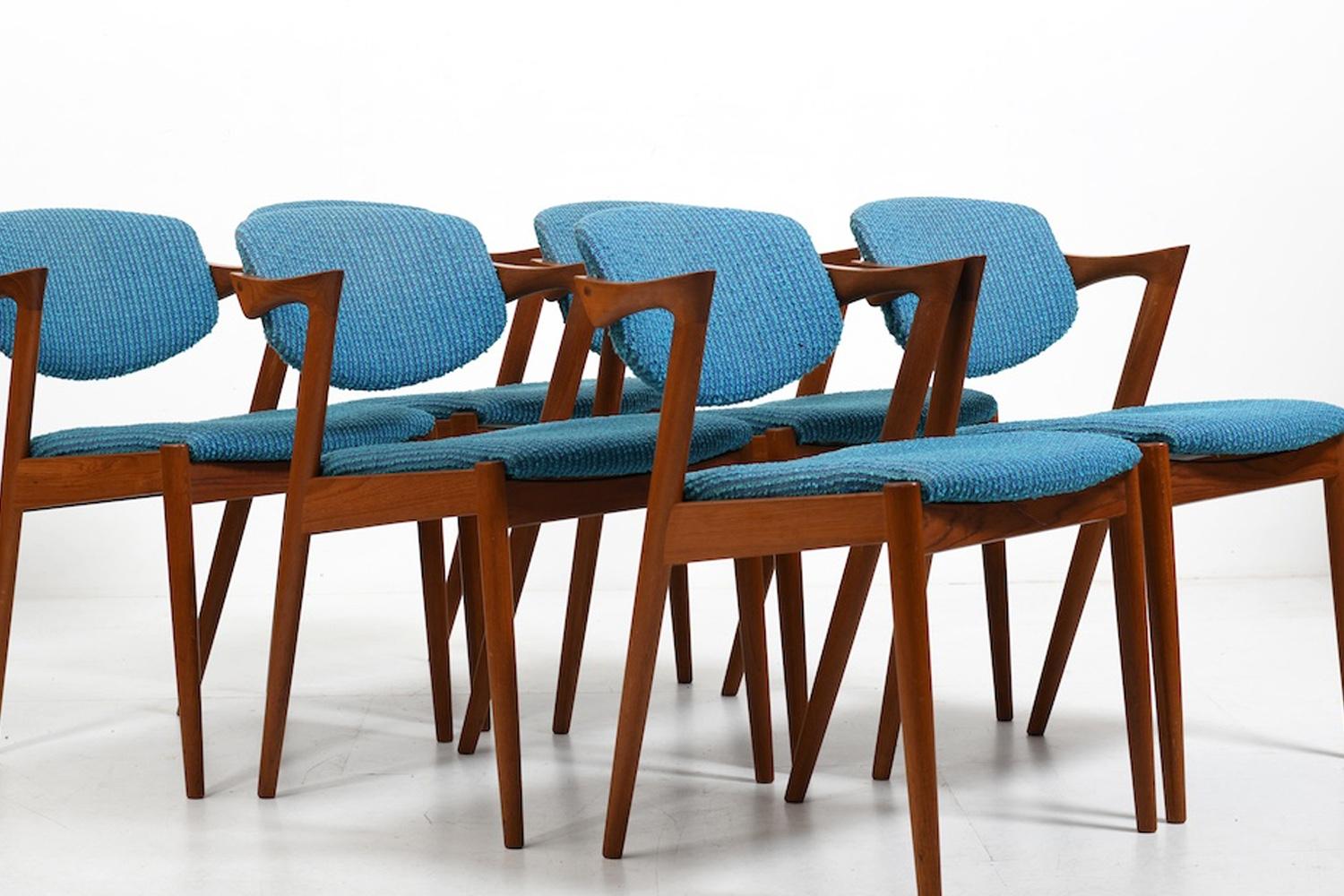 Scandinavian Modern Set of six 1960s Kai Kristiansen Teak Z-Chairs