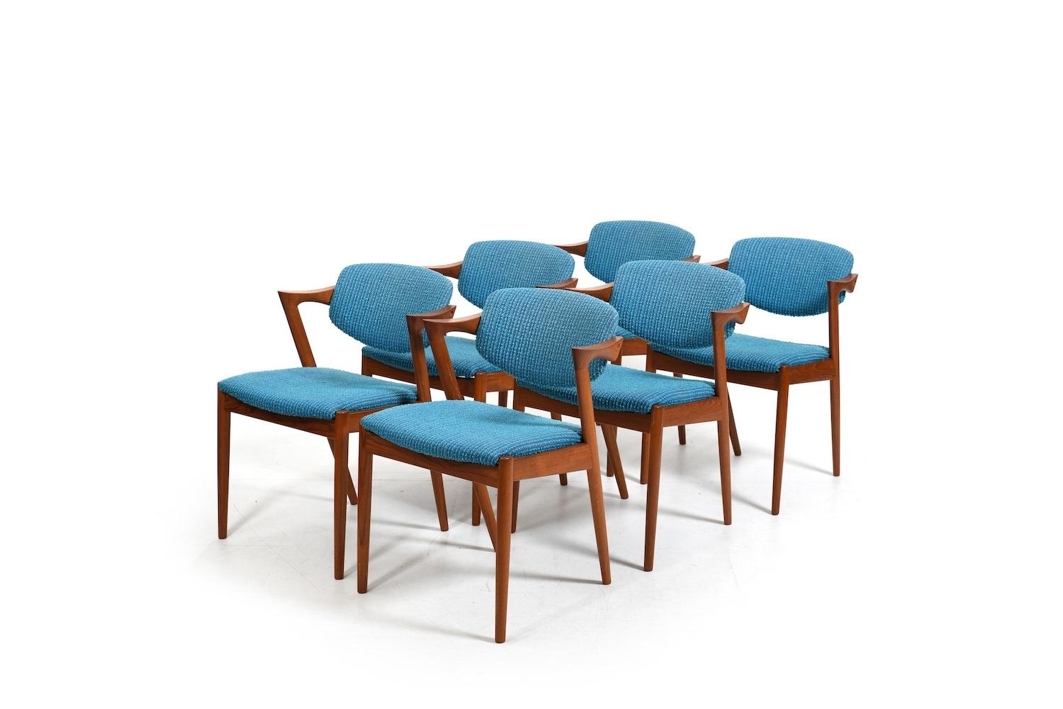 Danish Set of six 1960s Kai Kristiansen Teak Z-Chairs