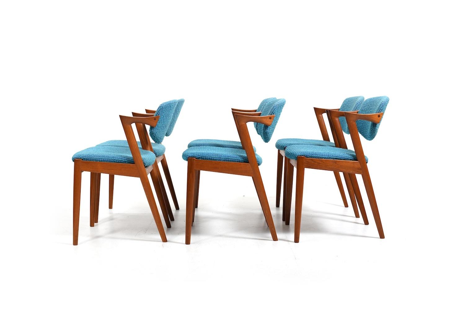 Set of six 1960s Kai Kristiansen Teak Z-Chairs 1