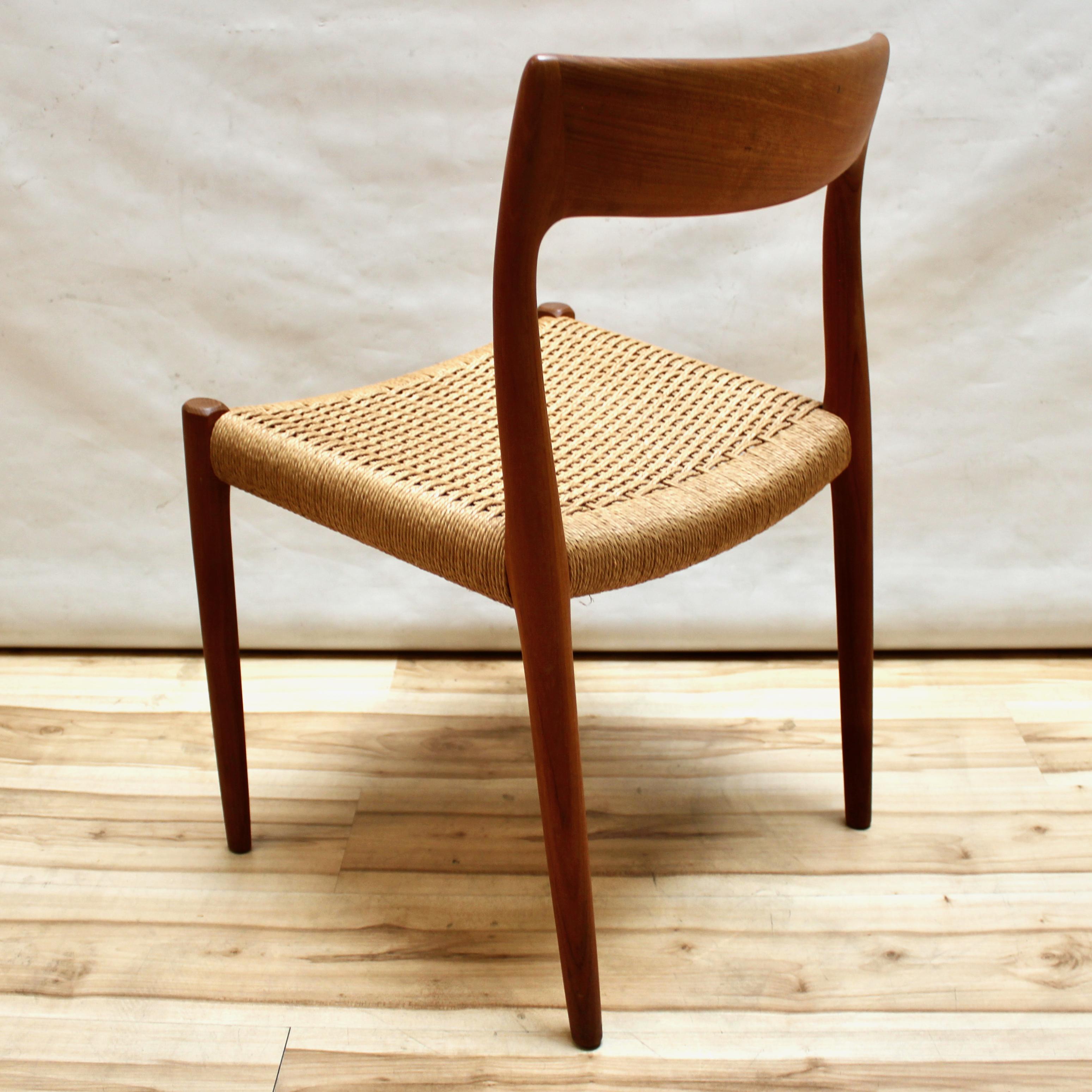 Set of Six 1960s Niels Moller Model 77 Teak and Cord Dining Chairs 4