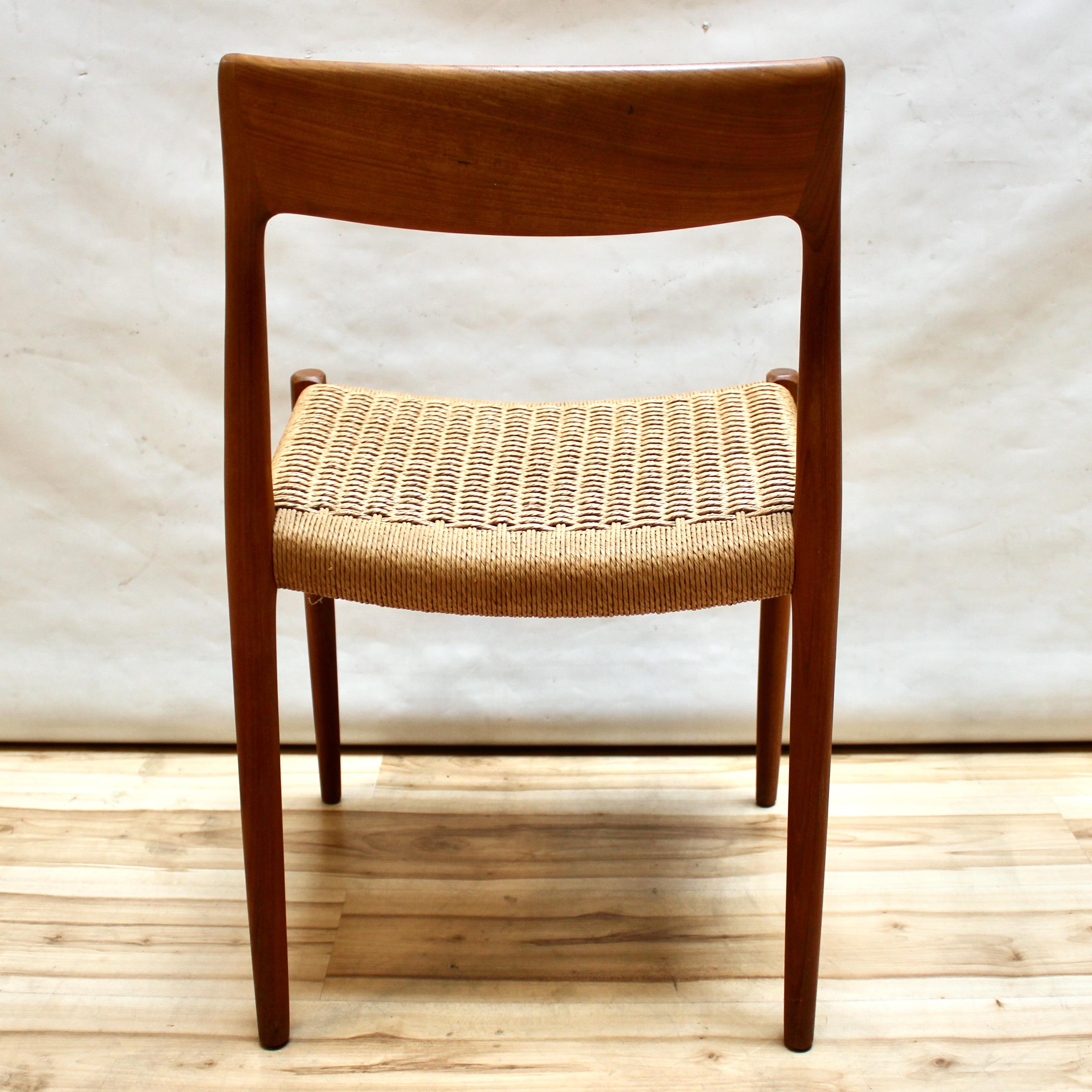 Set of Six 1960s Niels Moller Model 77 Teak and Cord Dining Chairs 5