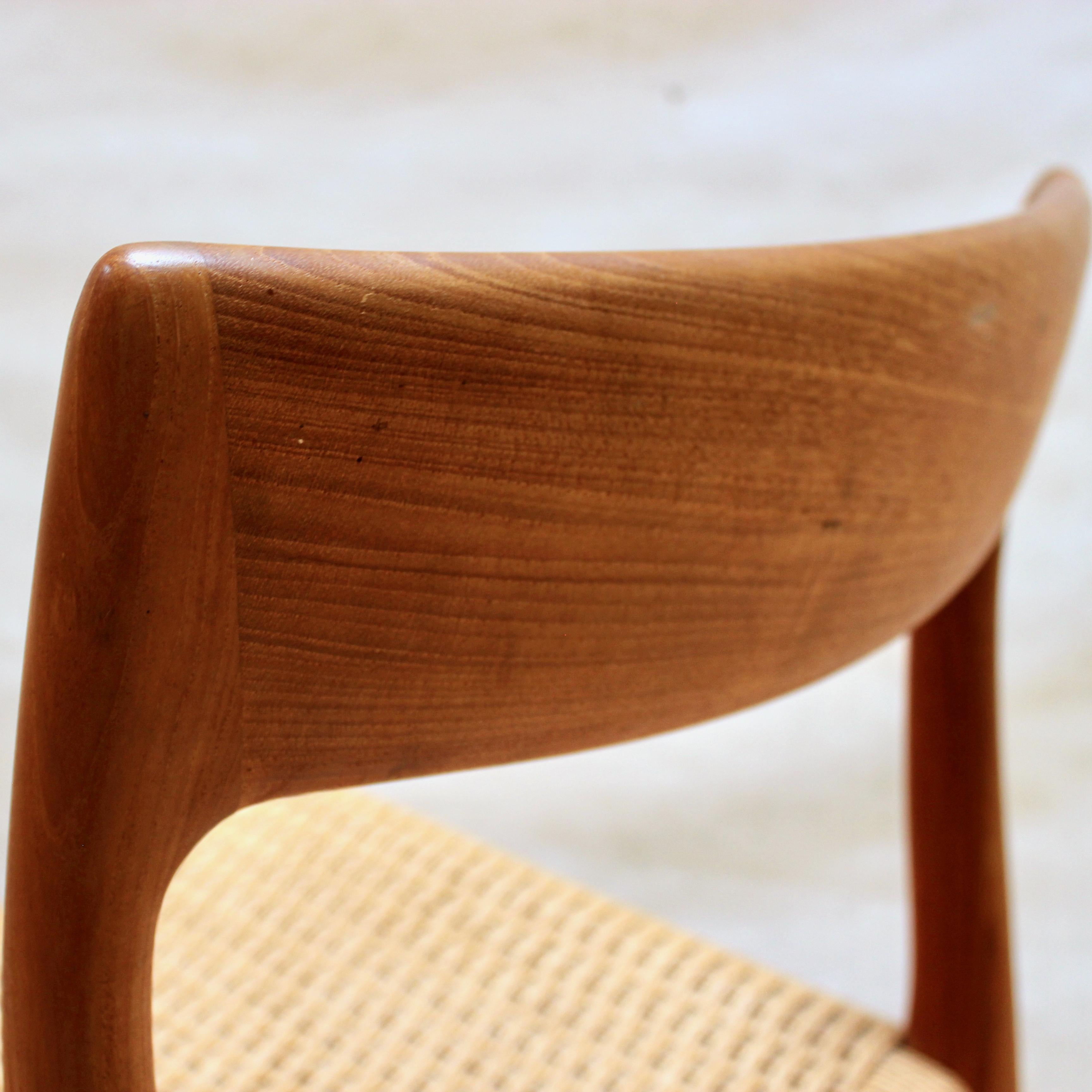 Set of Six 1960s Niels Moller Model 77 Teak and Cord Dining Chairs 8