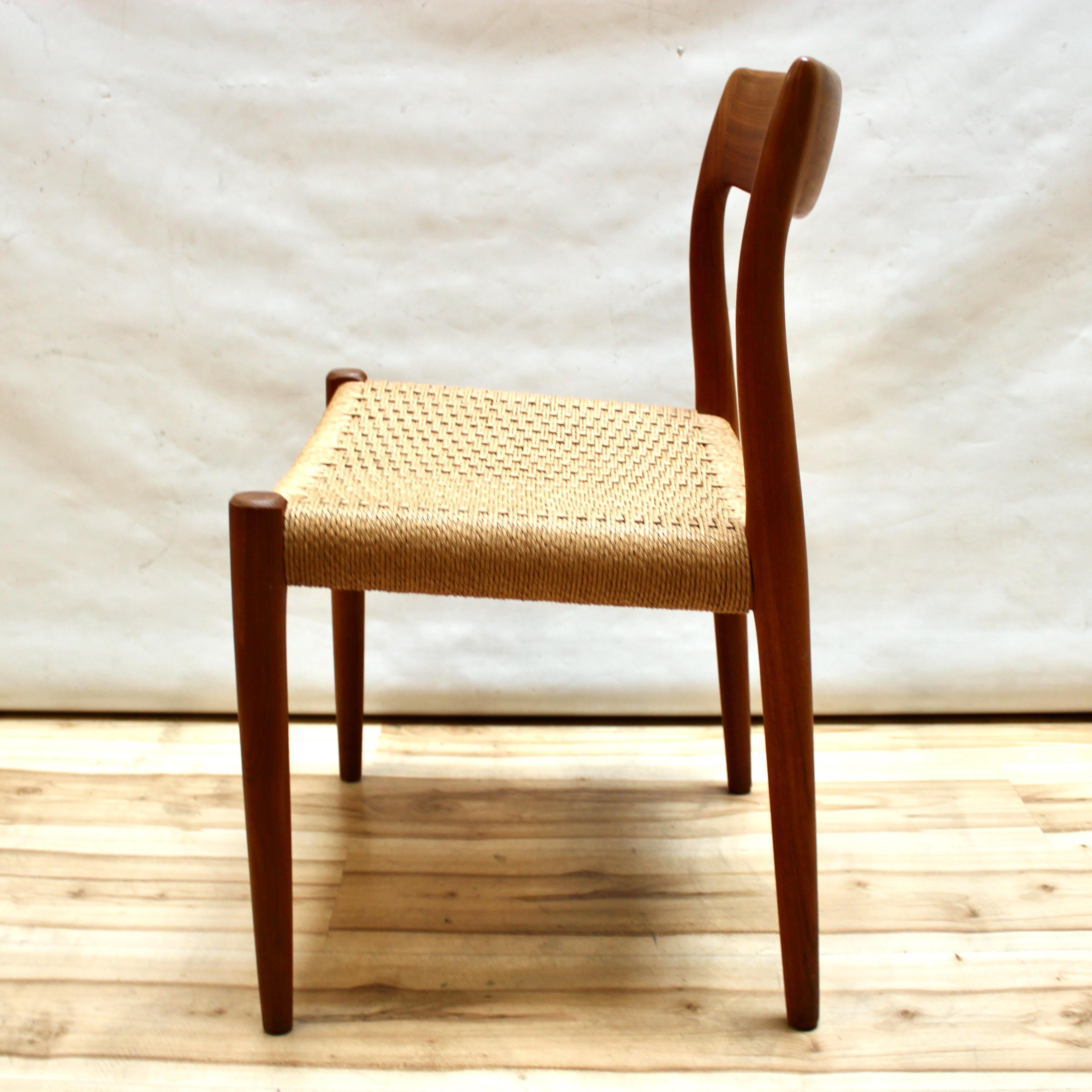 Set of Six 1960s Niels Moller Model 77 Teak and Cord Dining Chairs 2