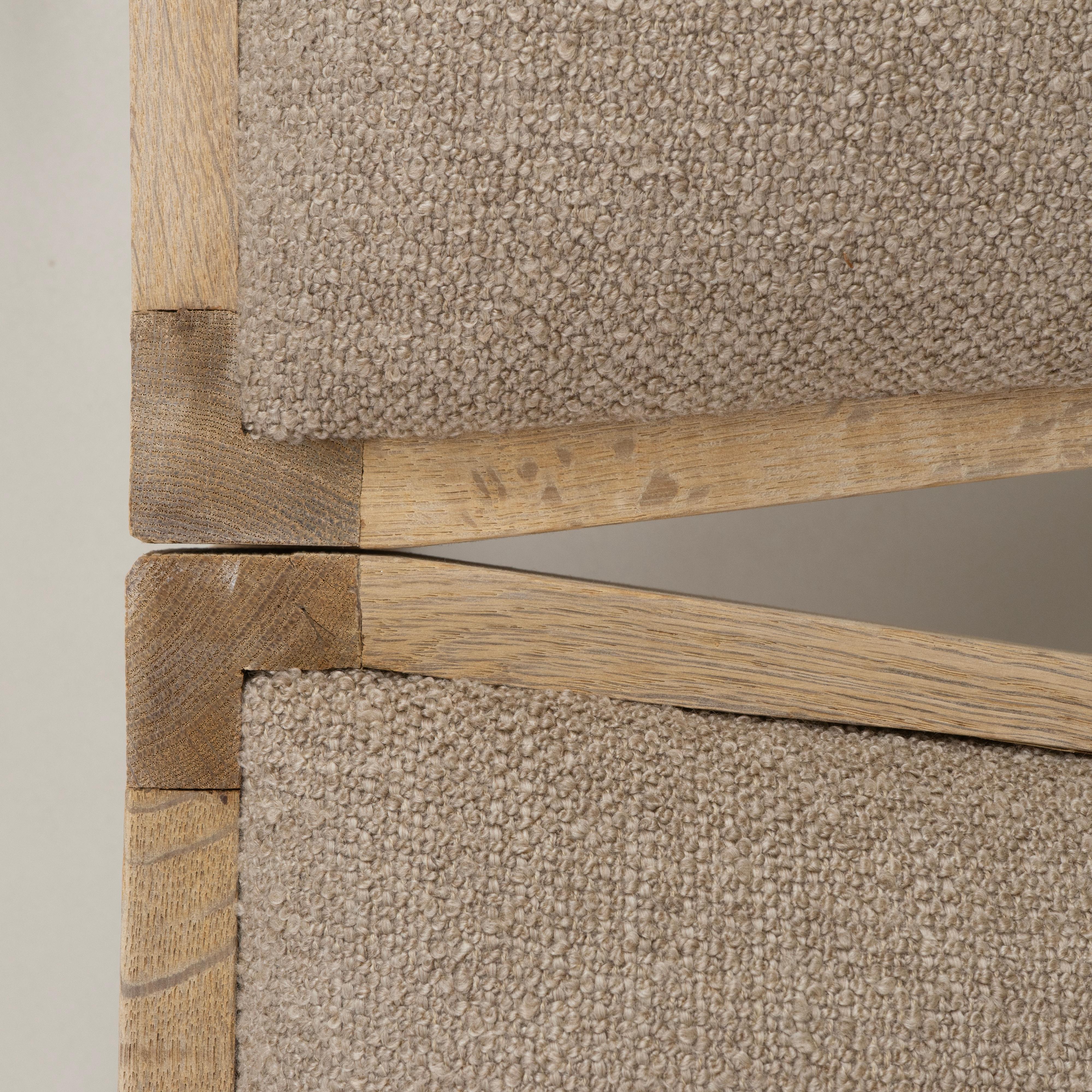 Set Of Six 1970s Belgian Oak Dining Chairs With Upholstered Seats im Angebot 4