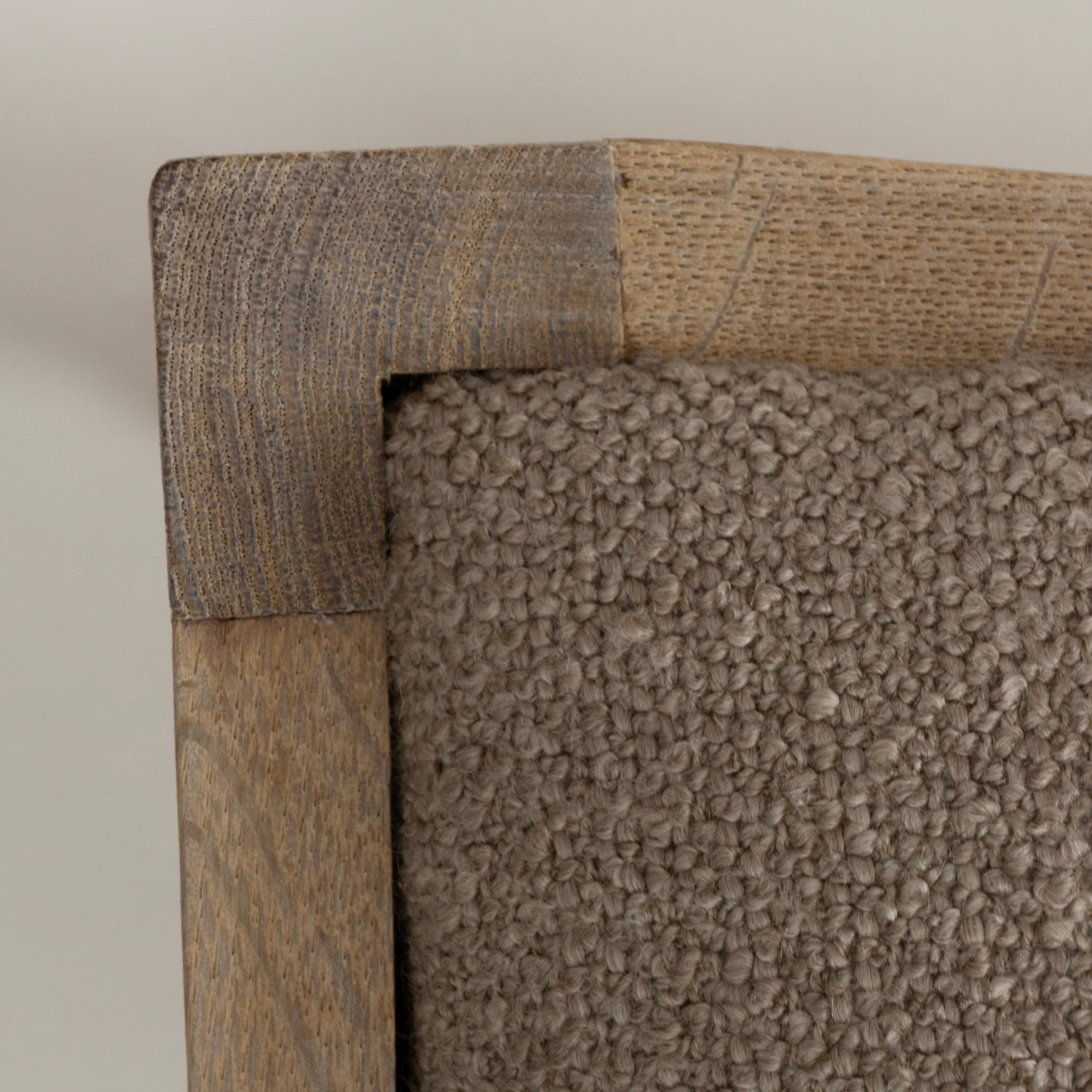 Set Of Six 1970s Belgian Oak Dining Chairs With Upholstered Seats im Angebot 6