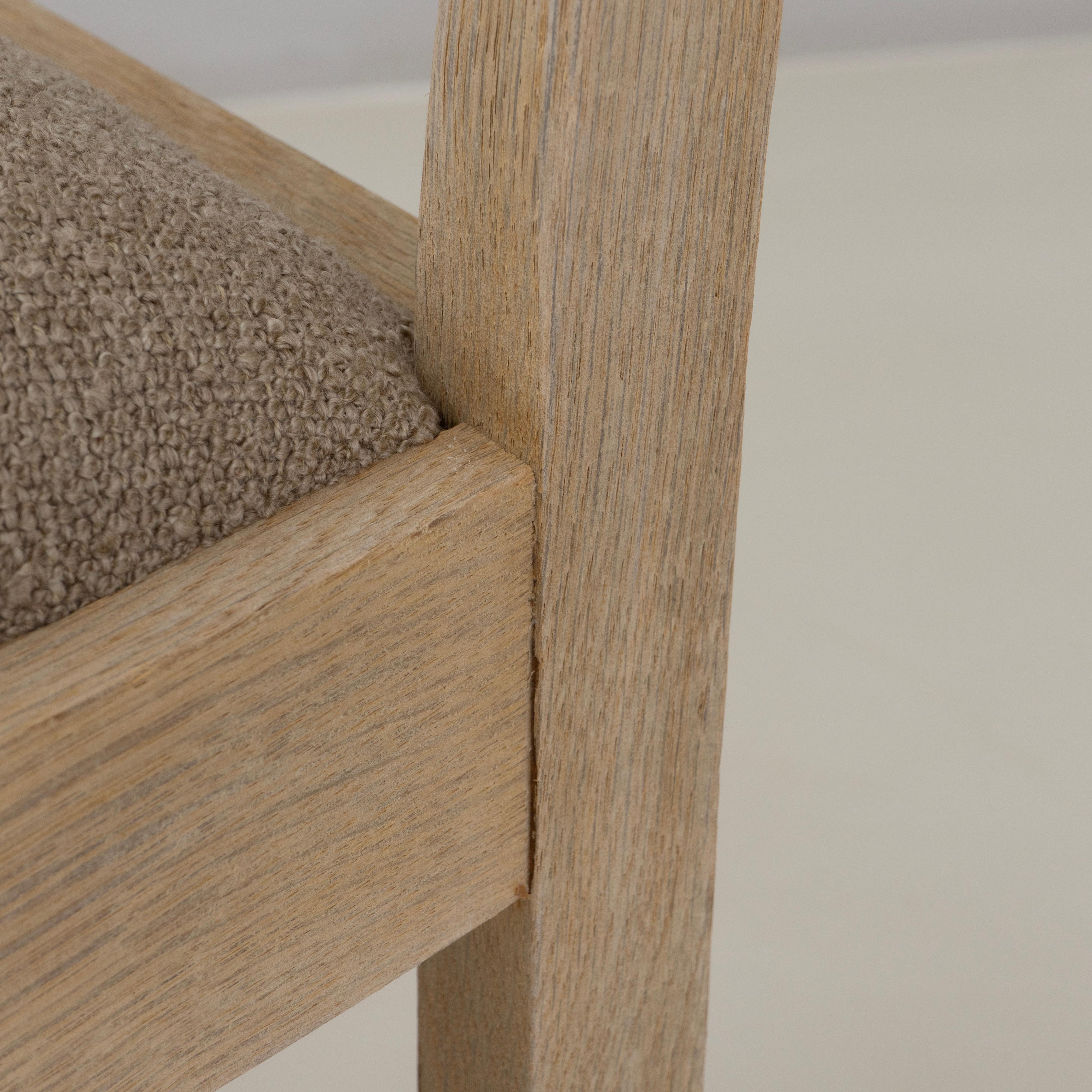 Set Of Six 1970s Belgian Oak Dining Chairs With Upholstered Seats im Angebot 1