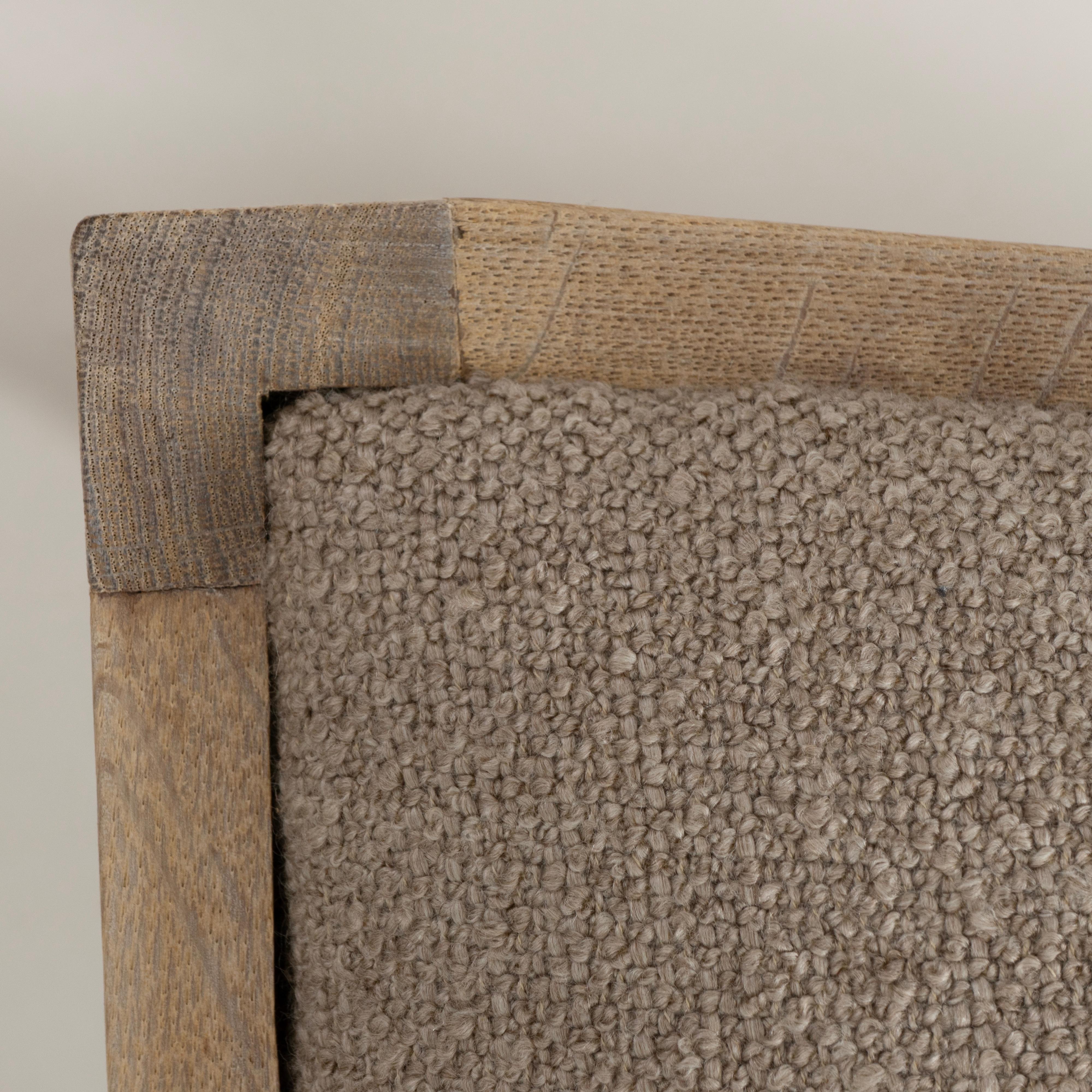 Set Of Six 1970s Belgian Oak Dining Chairs With Upholstered Seats im Angebot 2