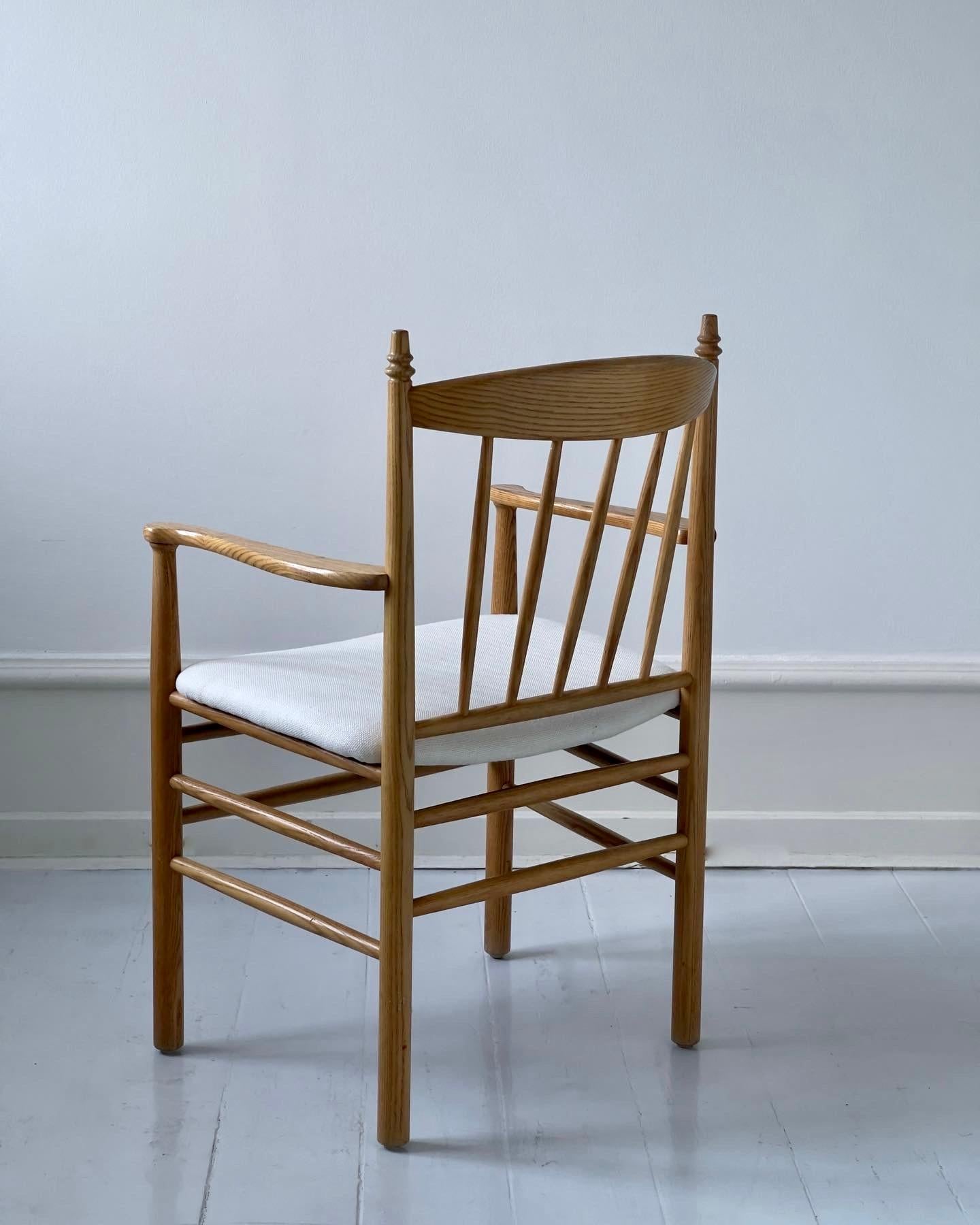 Danish 6 dining chairs J134 by Ole Erik Jørgensen for FDB 1970s in Solid Ash and Linen