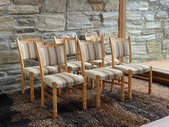Set of six 1960's brutalist Danish oak dining chairs - Henning Kjaernulf