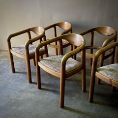 Set of Six 1970s Danish Pine Wood Dining Chairs by Rainer Daumiller