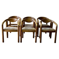 Set of Six 1970s Danish Pine Wood Dining Chairs by Rainer Daumiller