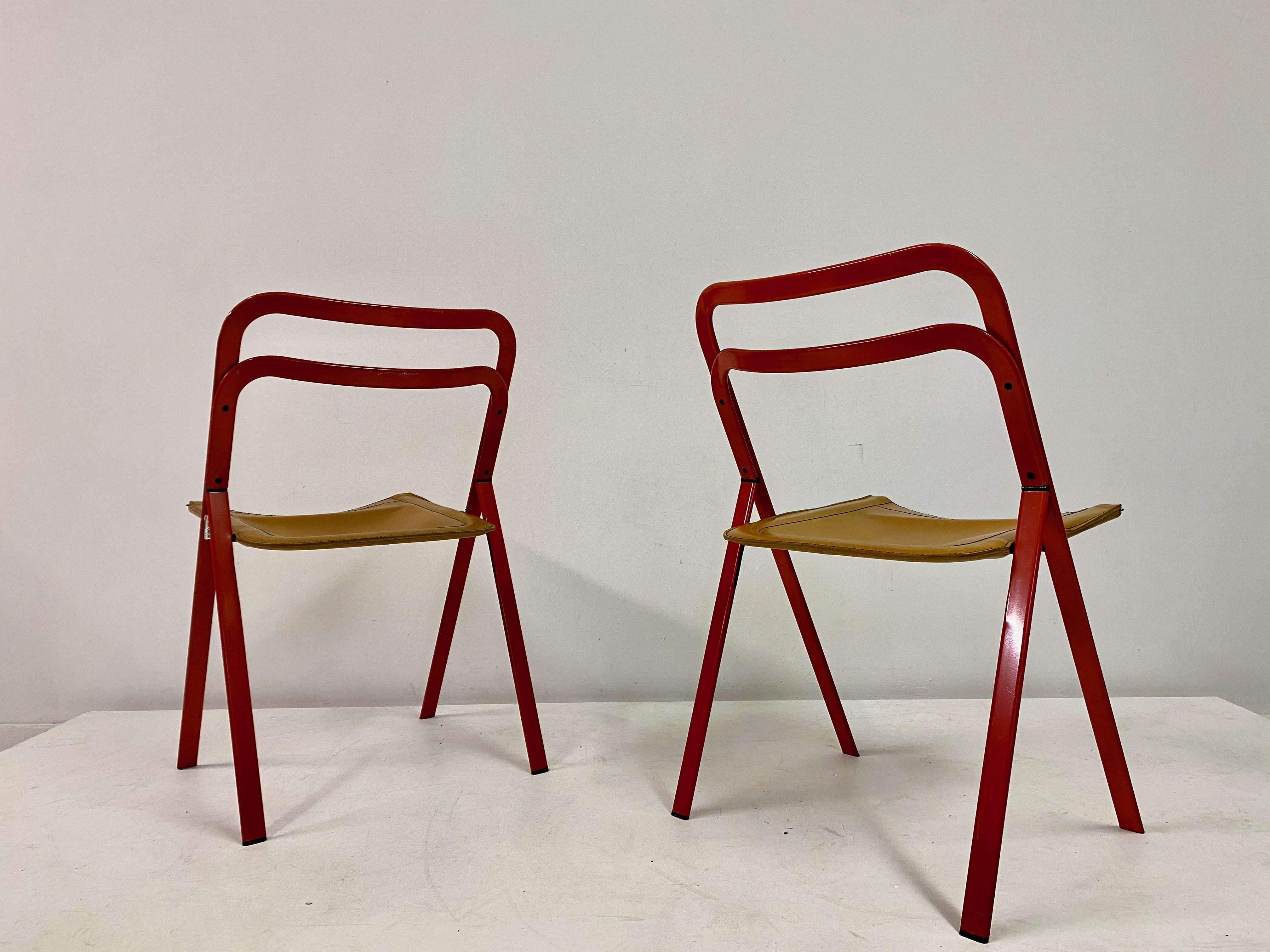 Set of Six 1970s Folding Chairs by Giorgio Cattelan for Cidue For Sale 4