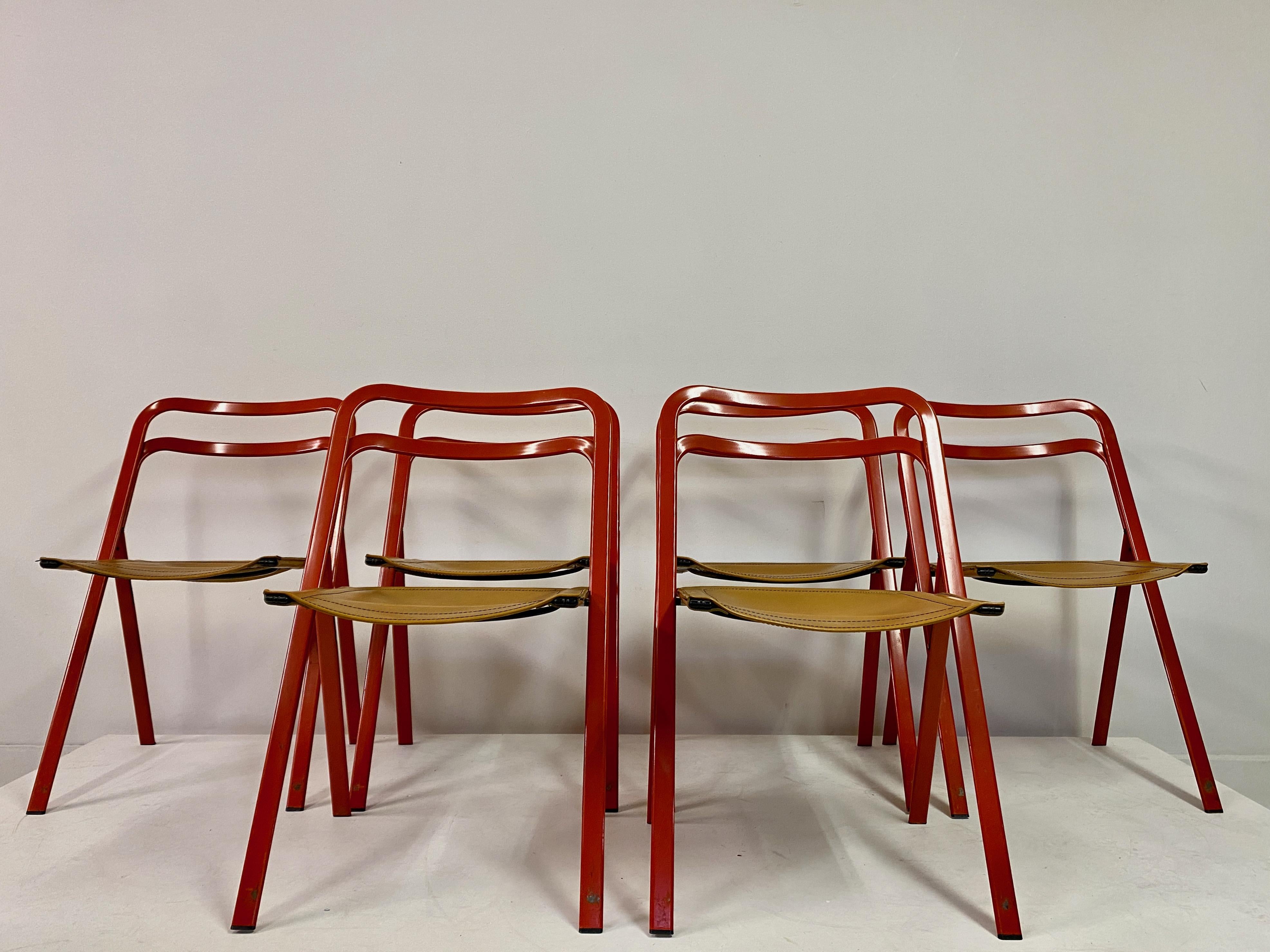 Set of Six 1970s Folding Chairs by Giorgio Cattelan for Cidue For Sale 5