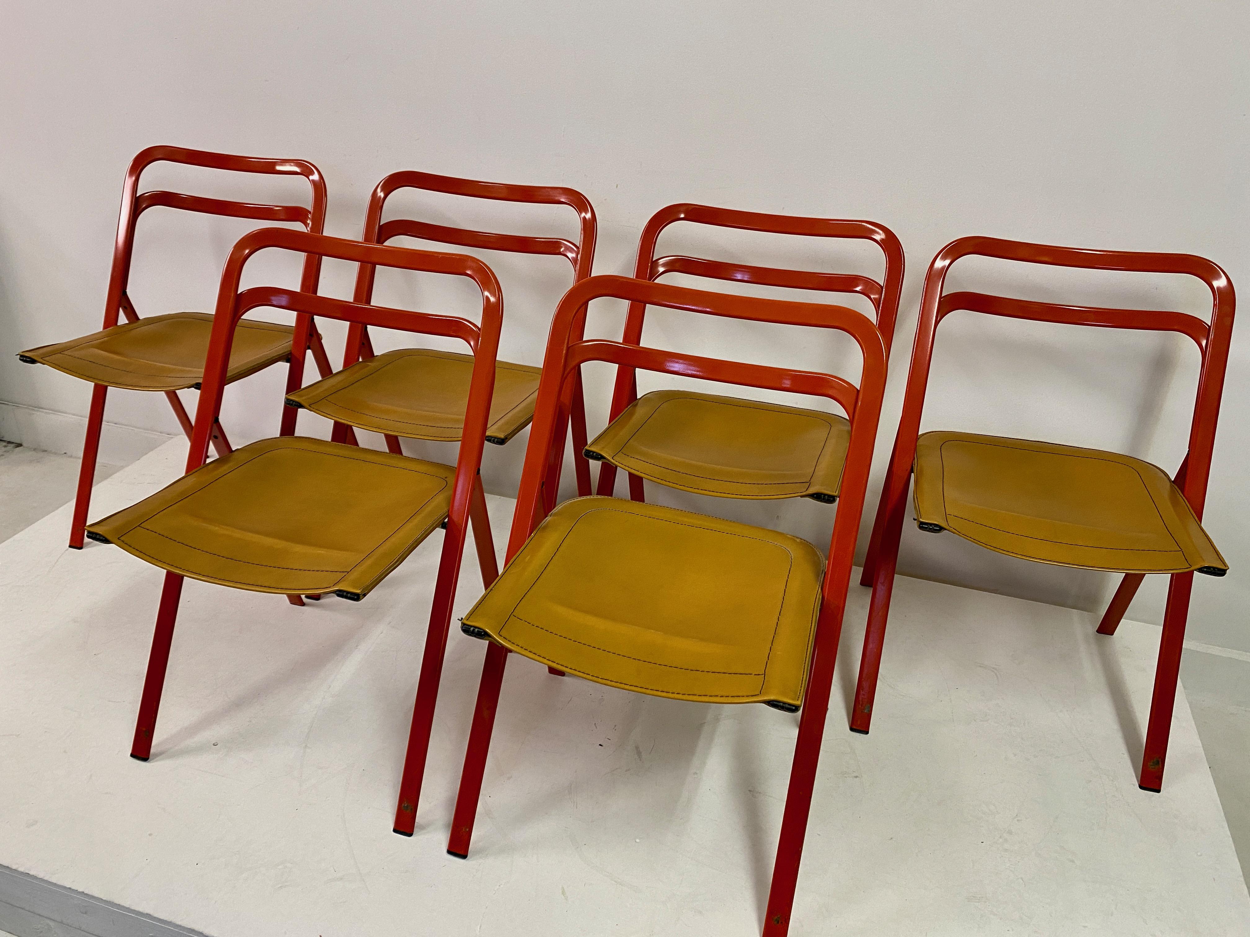 Set of Six 1970s Folding Chairs by Giorgio Cattelan for Cidue For Sale 6