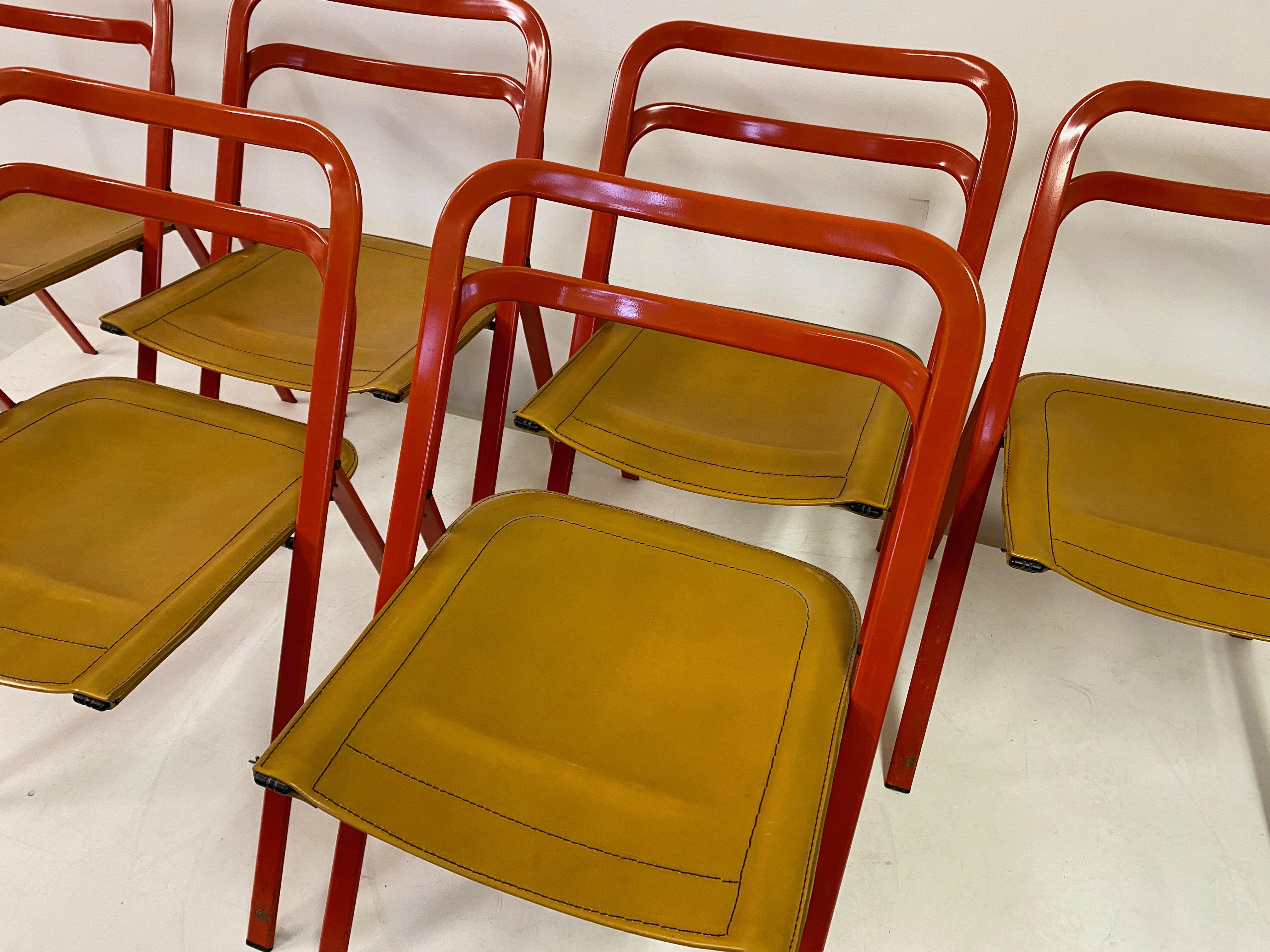 Set of Six 1970s Folding Chairs by Giorgio Cattelan for Cidue For Sale 7
