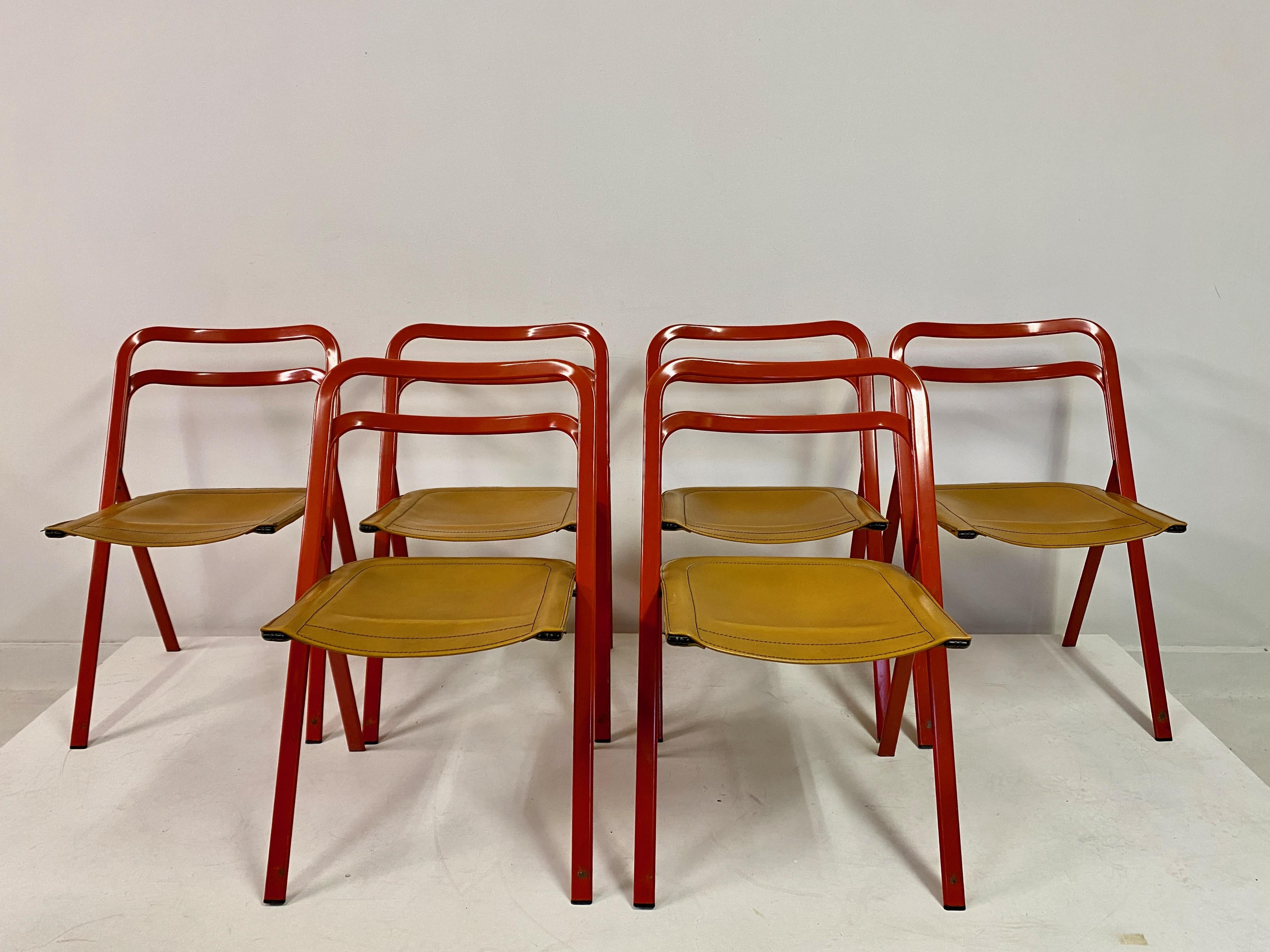 Set of Six 1970s Folding Chairs by Giorgio Cattelan for Cidue For Sale 8