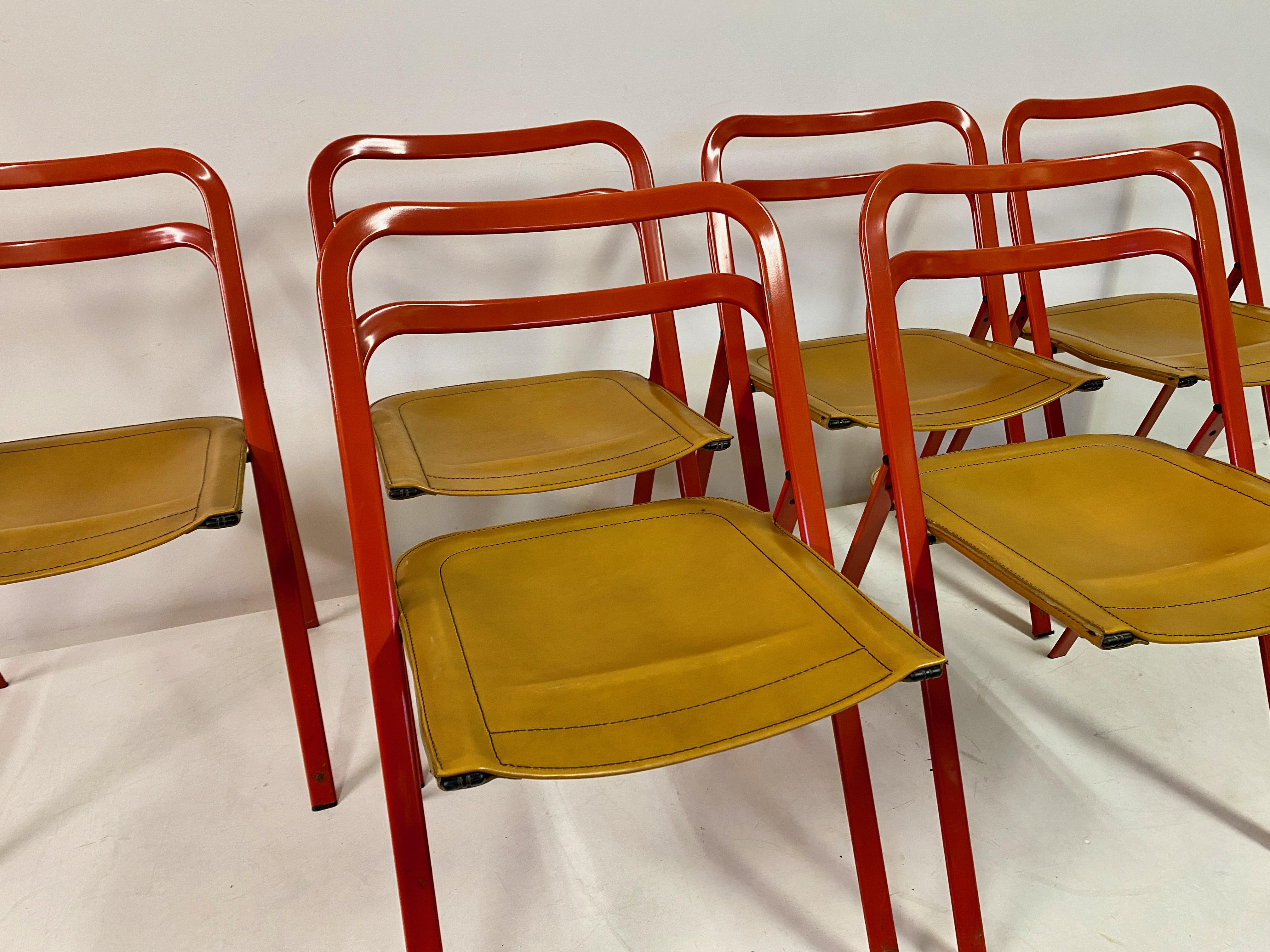 Set of Six 1970s Folding Chairs by Giorgio Cattelan for Cidue For Sale 9